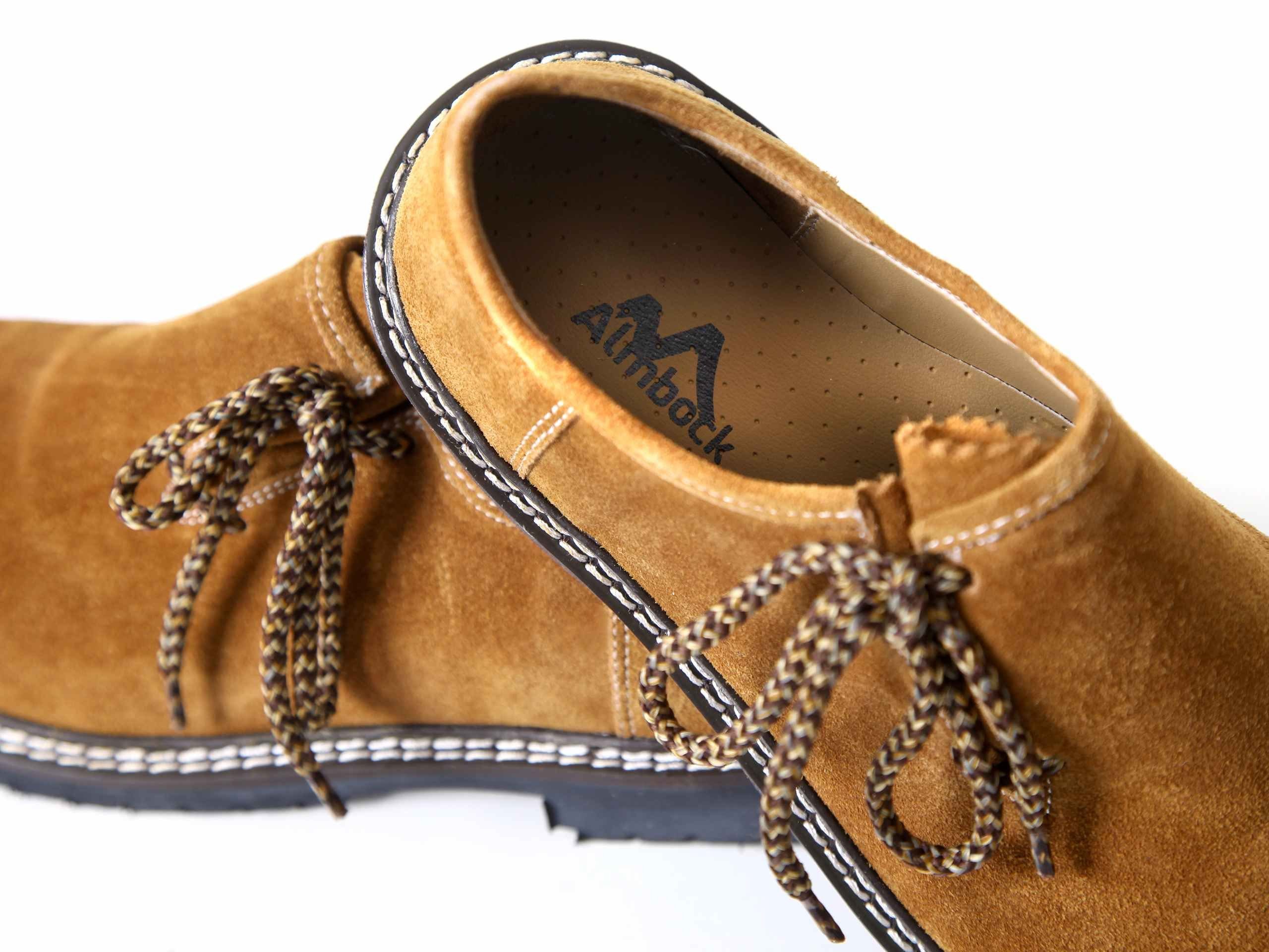 Almbock Trachtenschuhe Bavaria Rustica Schnürschuh (2-tlg) Rindsveloursleder mittelbraun