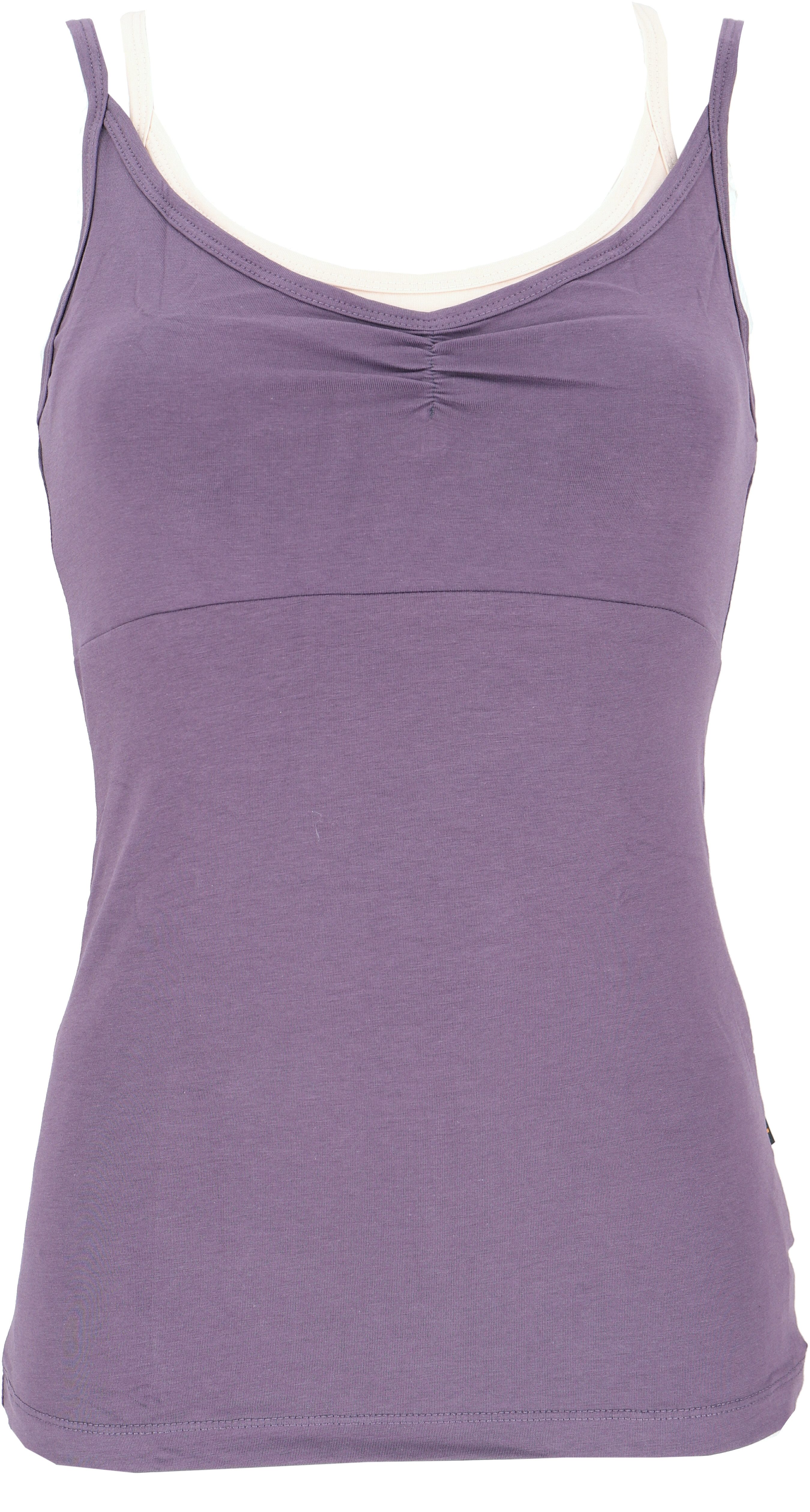 Guru-Shop T-Shirt Yoga-Top mit Bra aus Bio-Baumwolle OM - mauve Festival, E günstig online kaufen