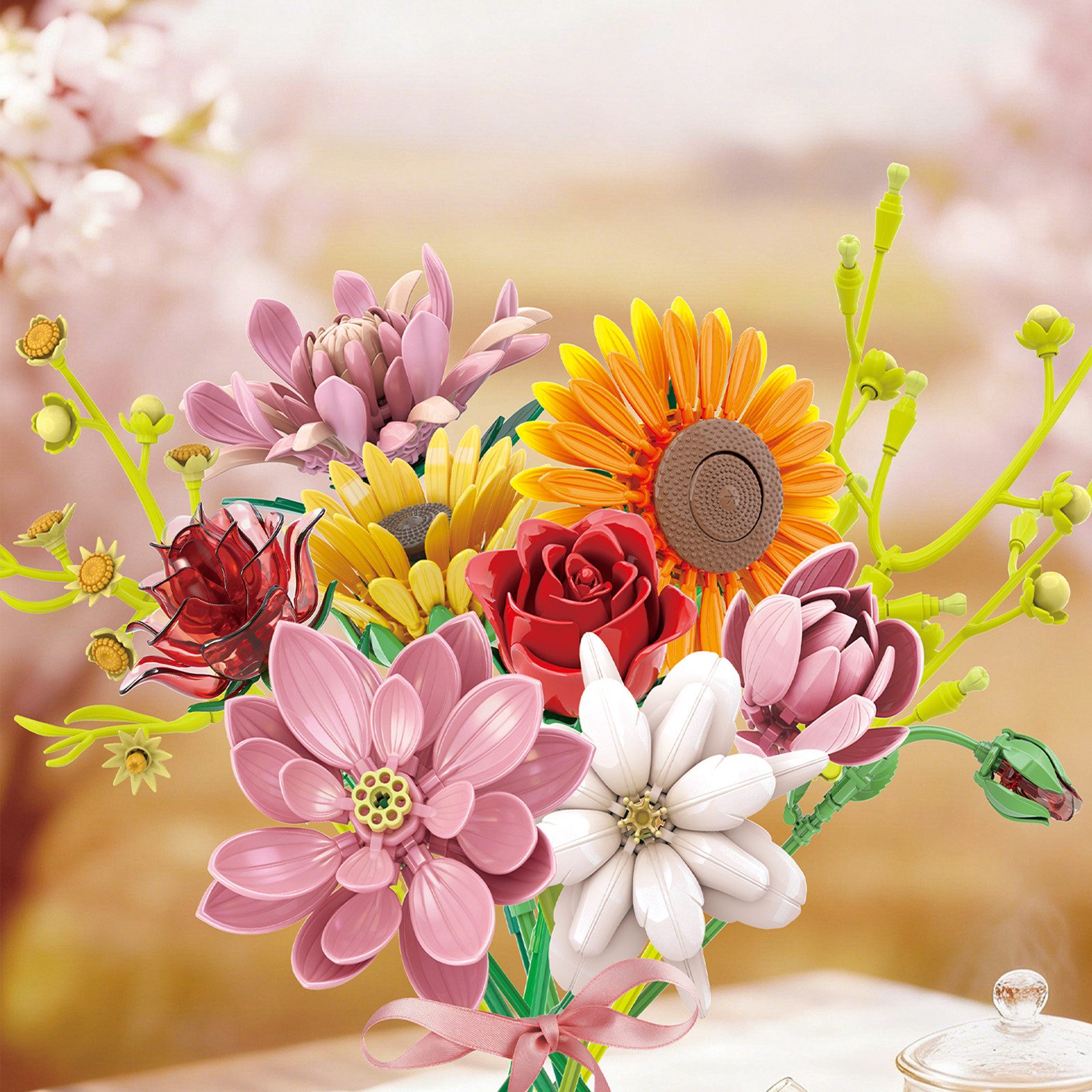 Esun Blumensträuße Bausteine Blume Set, Blumen und Pflanzen Serie 520 St. Spielbausteine, (Set, 520 St., Komplettset), Home Deko Flower Muttertag Geburtstag Valentinstag