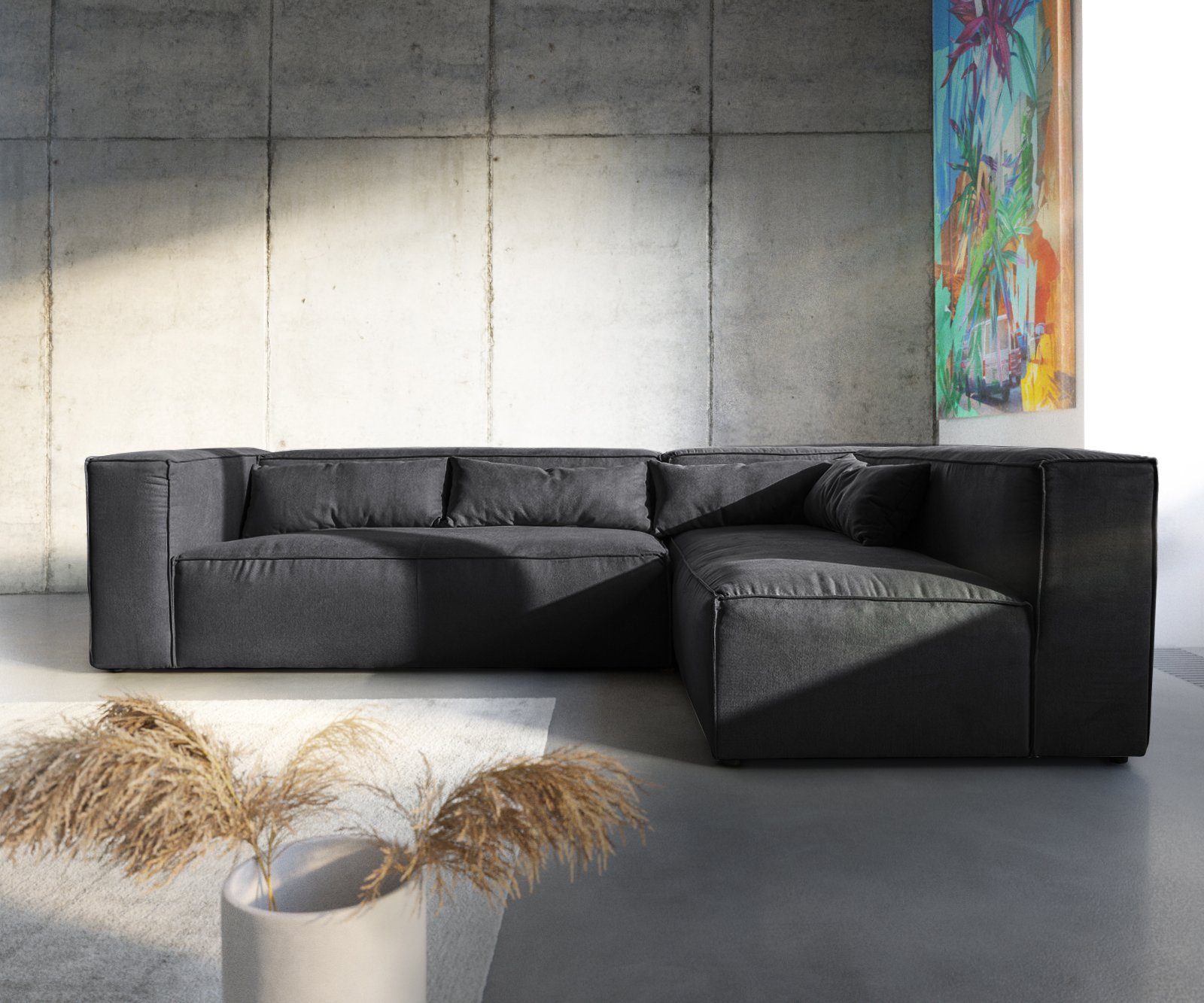 DELIFE Ecksofa Brom, Graphite 267x173 cm mane variabel Ecksofa