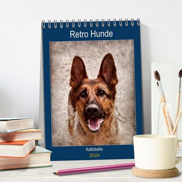 CALVENDO Wandkalender Retro Hunde (Tischkalender 2024 DIN A5 hoch), CALVENDO Monatskalender