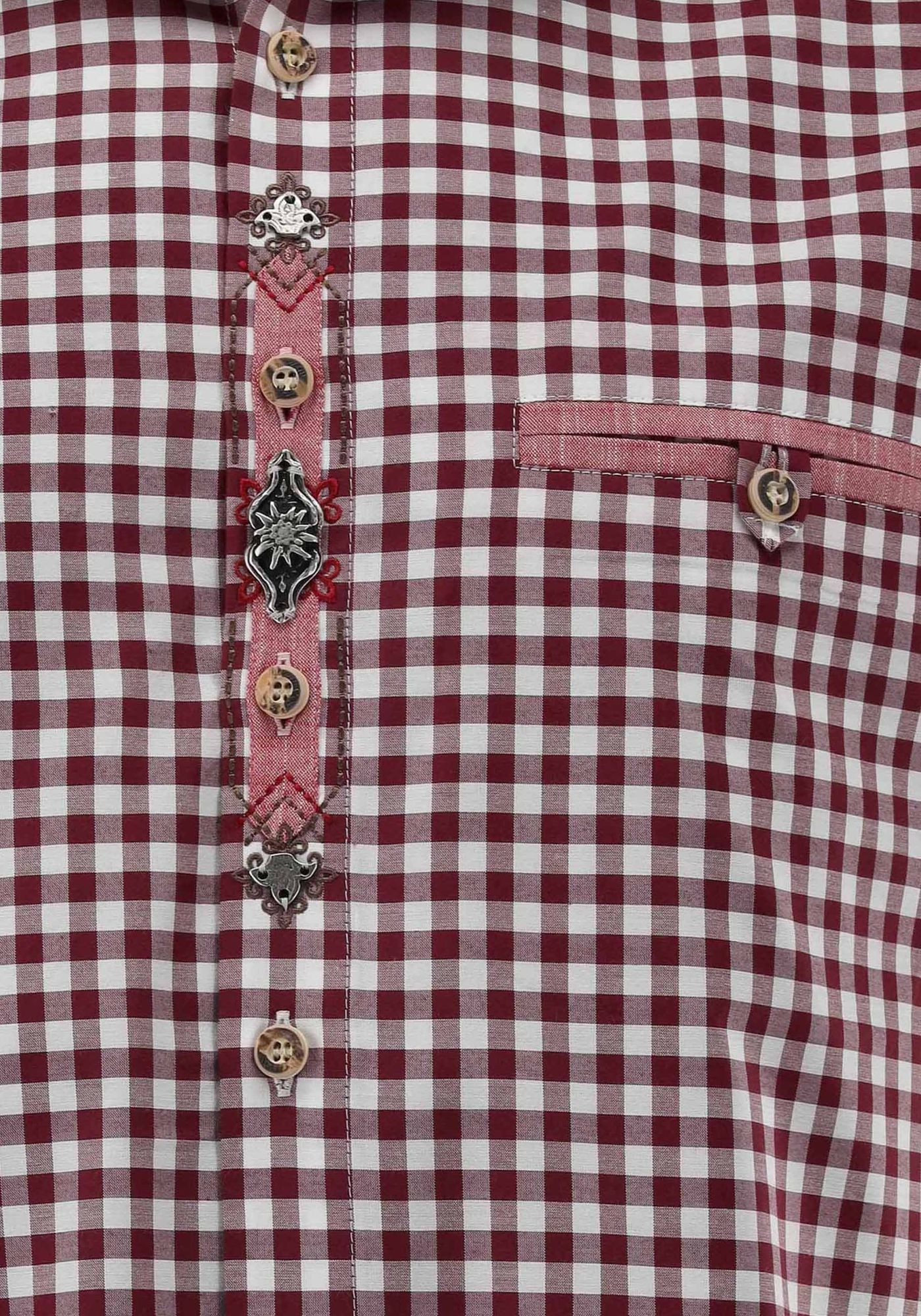 OS Trachten Trachtenhemd Tivira Regular Fit, Haifischkragen, Paspeltasche, Ornamente und Ziermetalle