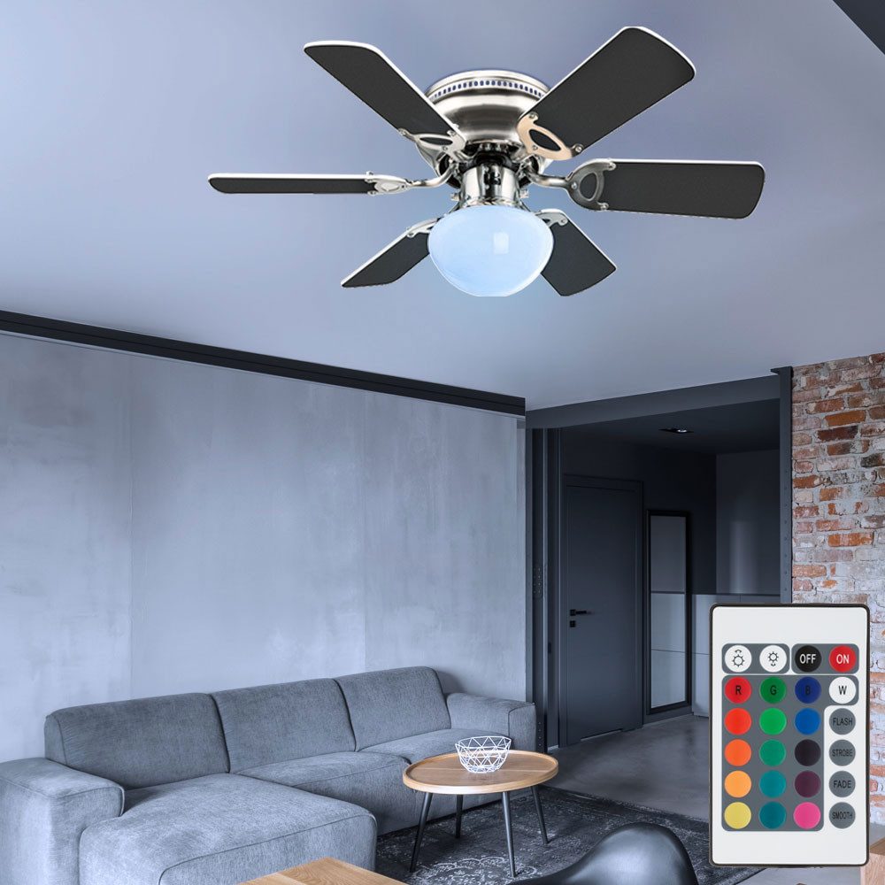 etc-shop Deckenventilator, LED Deckenventilator mit RGB-Farbwechsler Fernbedienung 3 Stufen