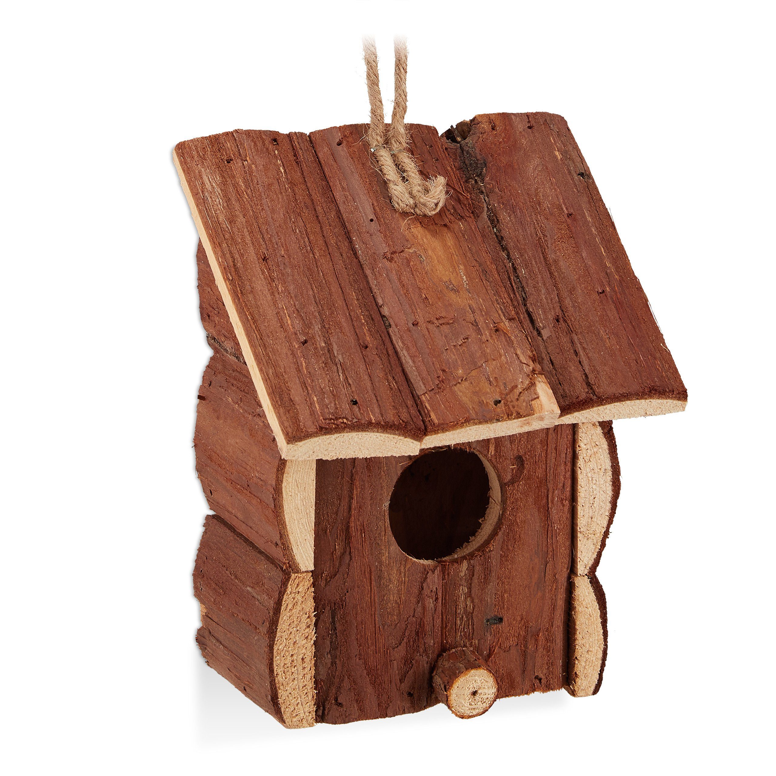 relaxdays Vogelhaus Mini Vogelhaus Naturholz