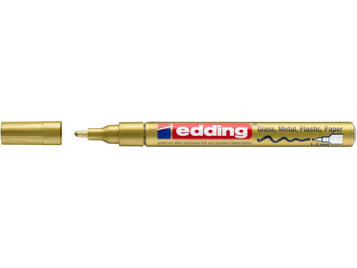 edding Lackmarker Glanzlack-Marker 751 creative Rundspitze gold, wasserfest und hitzebeständig bis 400