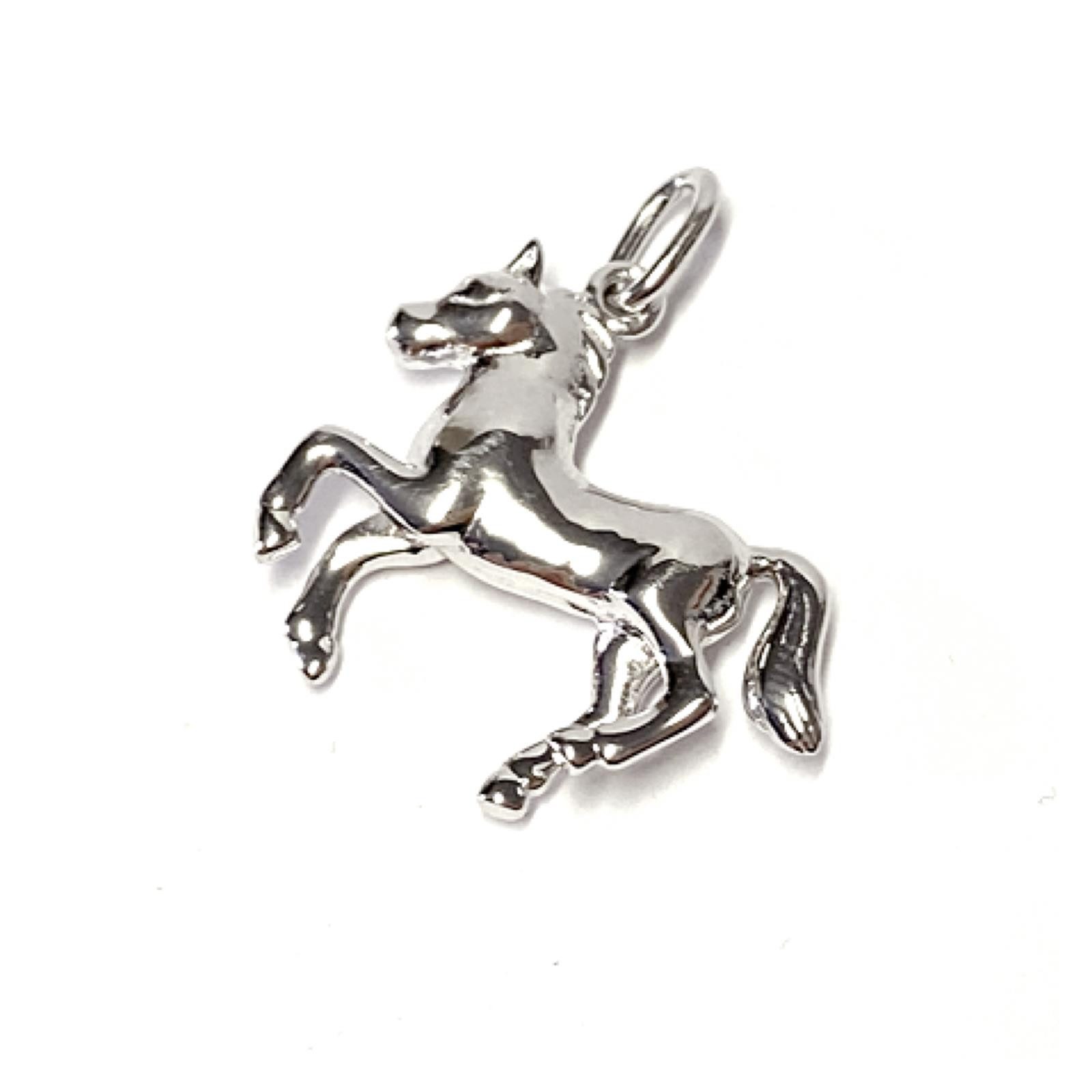Kettenanhänger glänzender Pferdeanhänger in 925/- Sterling Silber rhod.