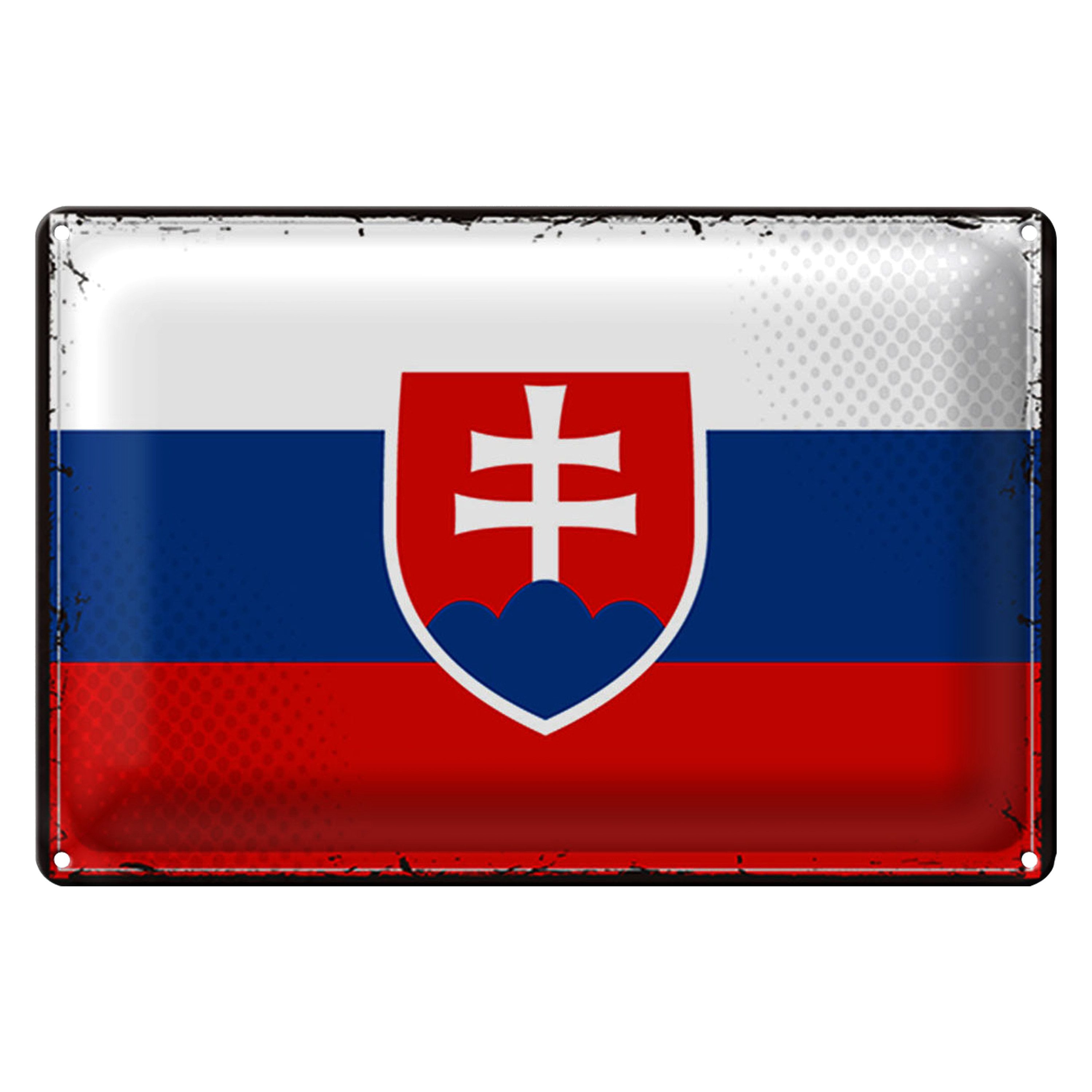 Roomando Metallschild Flagge Slowakei 18x12cm Retro Flag of Slovakia