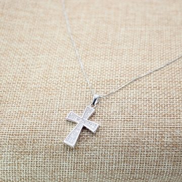 ELLAWIL Kreuzkette Silberkette Damen Kette mit Jesus Kreuz Anhänger Halskette Schmuck (Sterling Silber 925, Kettenlänge 45 cm), inklusive Geschenkschachtel