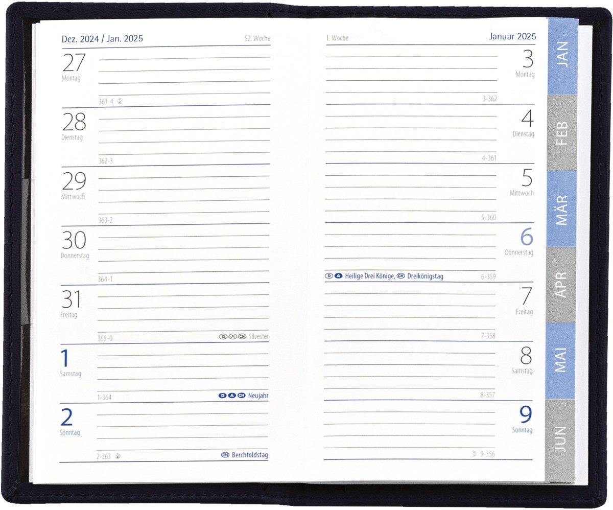 GÜSS Kalender Taschenkalender Taschenkalender 9x15cm 1 Woche/Seite schwarz 2026