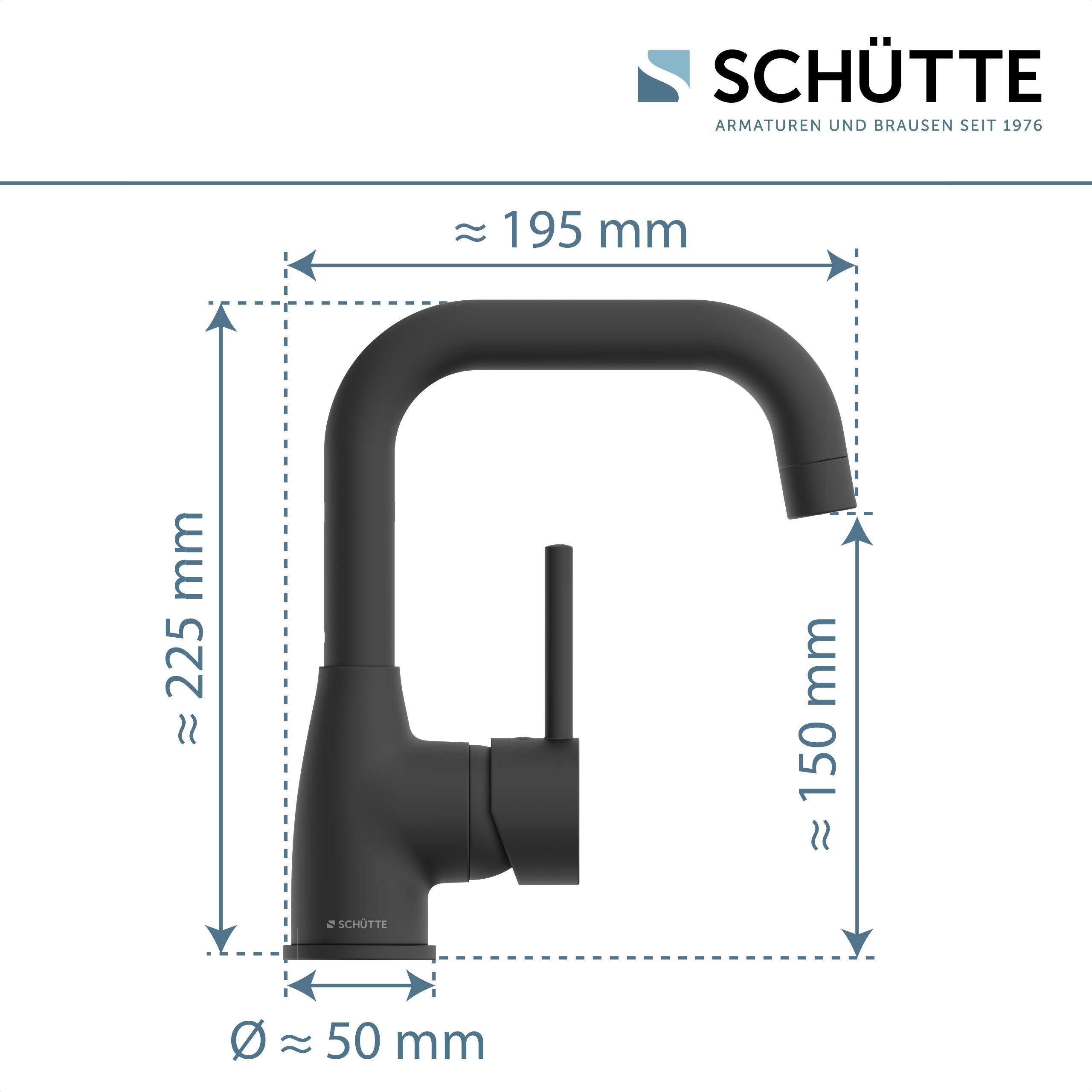 Schütte Waschtischarmatur RAVENNA chrom schwarz Pop-up Ablauf, Kartusche, Marken-Mischdüse – Bild 4 von 5