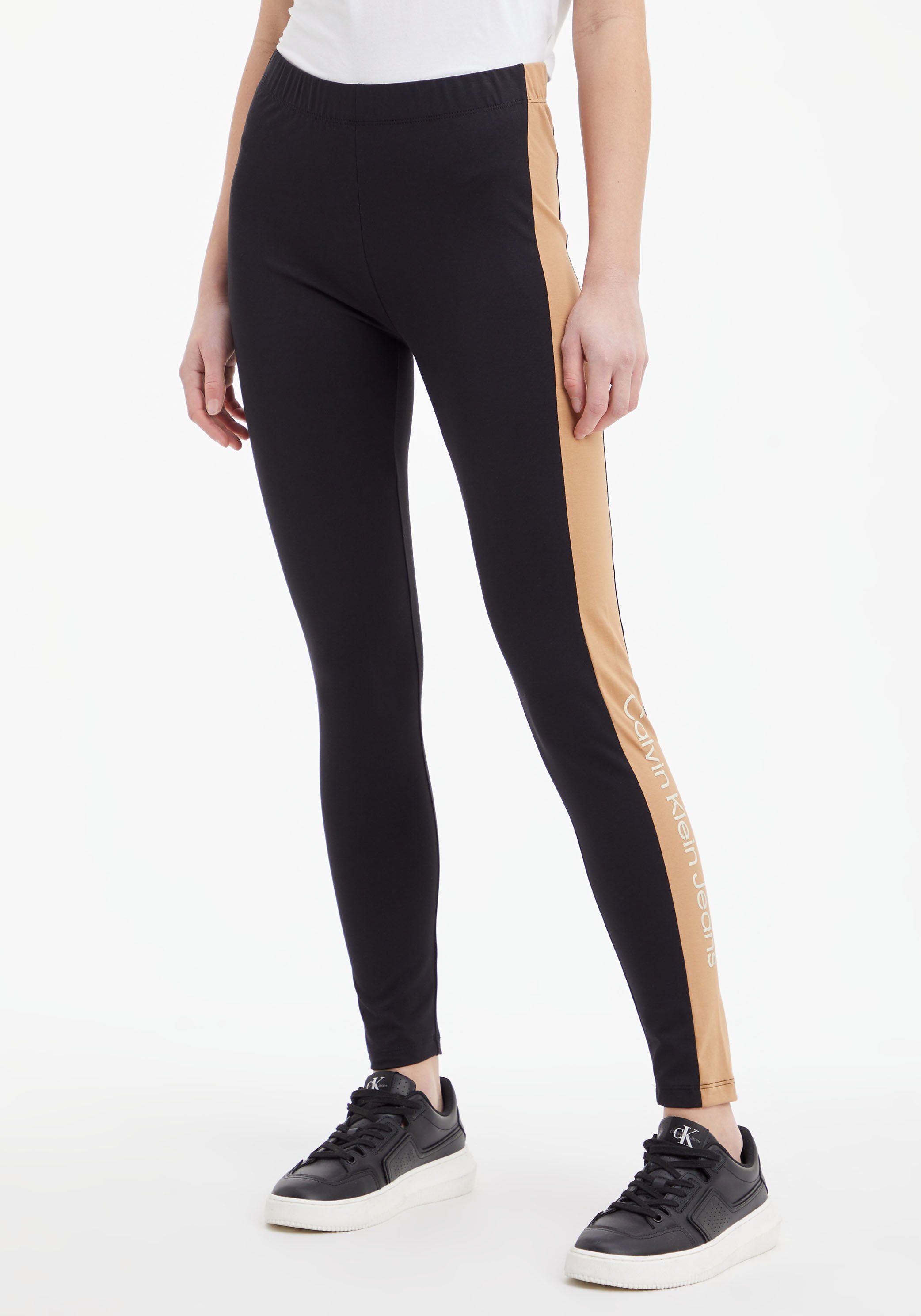 LEGGINGS Leggings Kontrastfarbe mit Jeans Timeless Black/ CK-Schriftzug BLOCKING Ck Camel in COLOR Calvin Klein