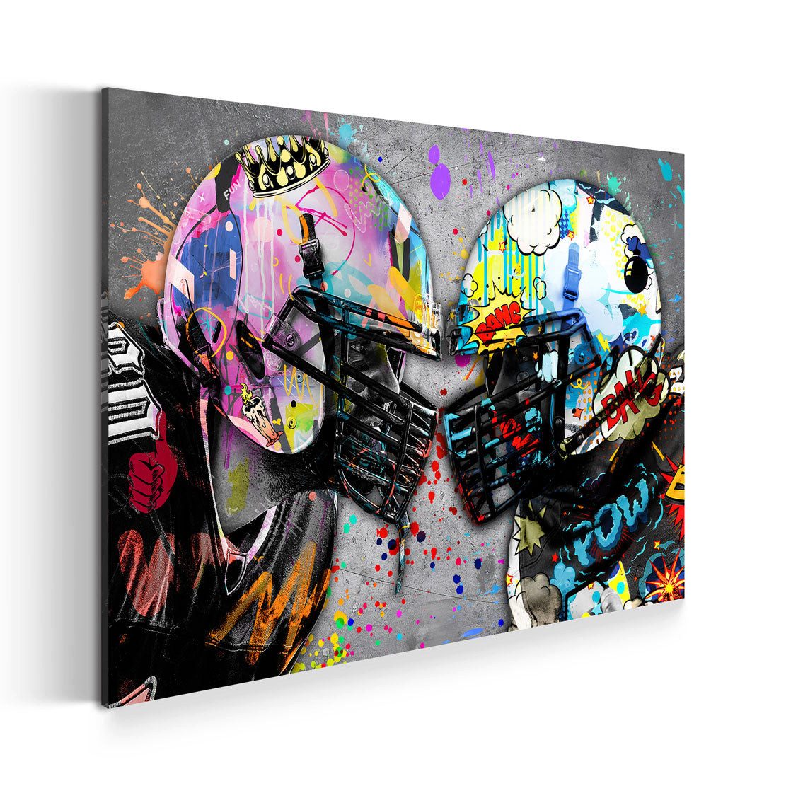 Artedinoi Leinwandbild Football Helme Graffiti Street Art Leinwandbild Wandbild XXL Deko, Football-Helme, Graffiti