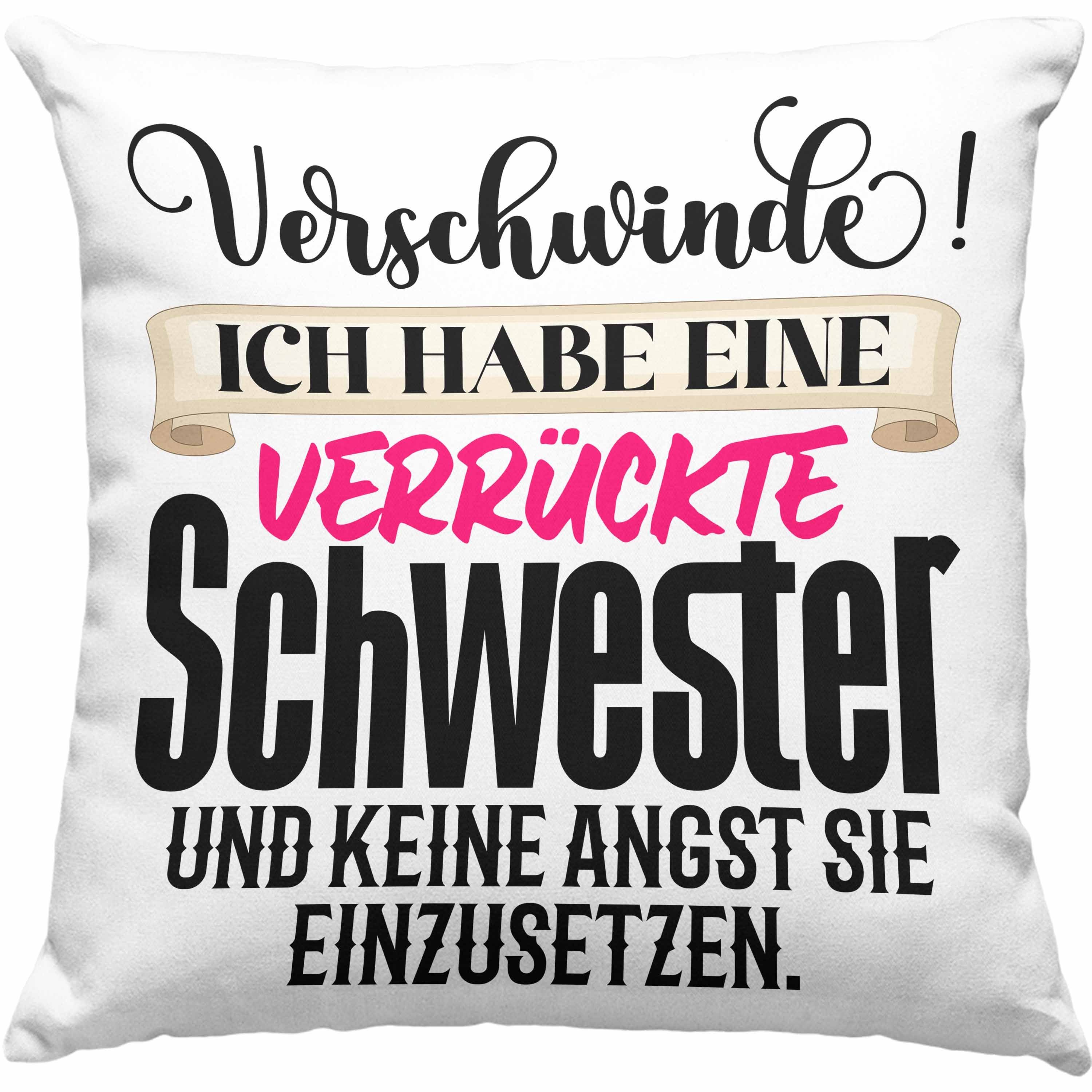 Geburtstag Schwester Dekokissen Lustiger mit Blau Beste Dekokissen Verrückte Schwesterherz Geschenk Trendation Füllung Spruch Trendation Schwester Schwester - 40x40 Kissen