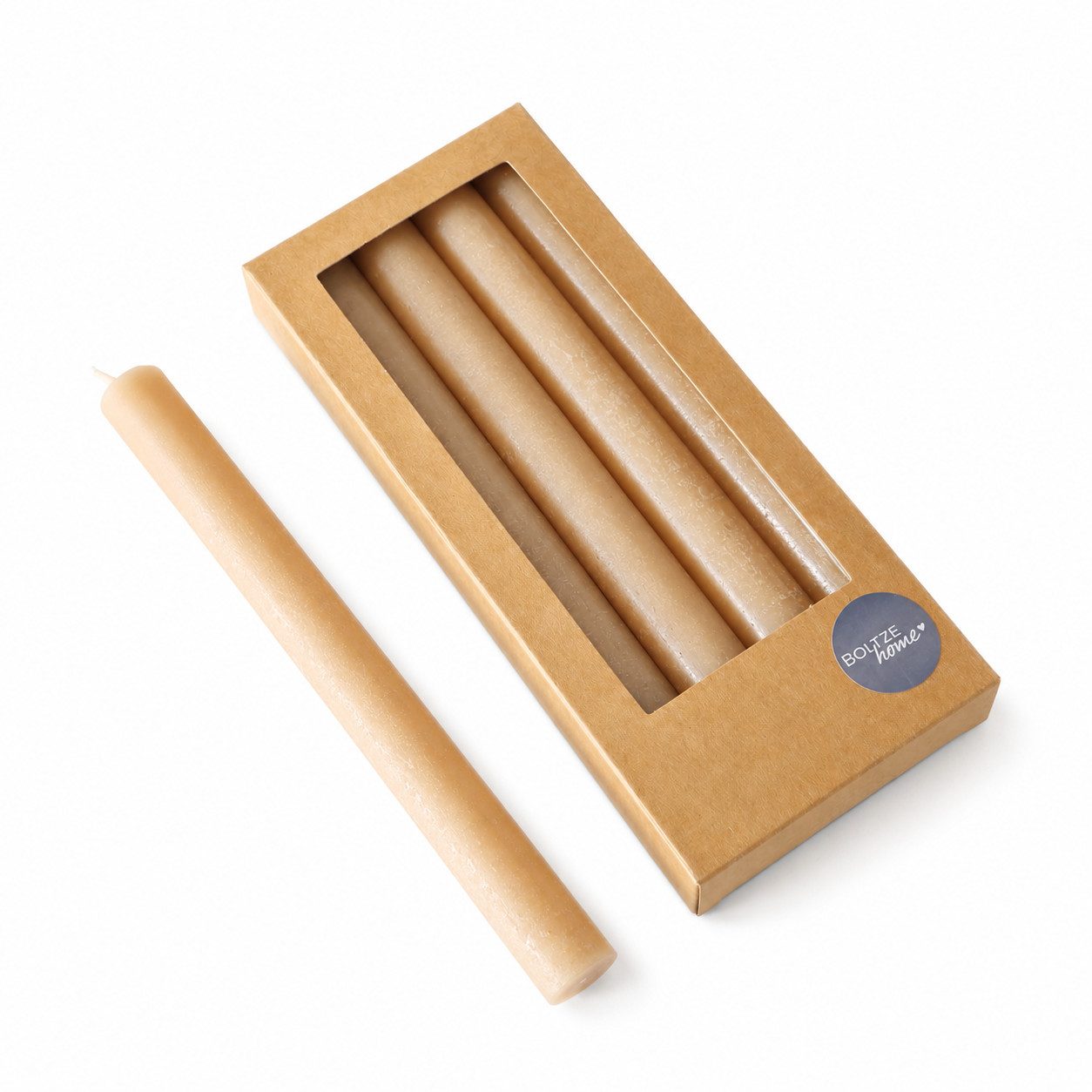 BOLTZE Tafelkerze Stabkerze Melia - Beige (4er-SET)