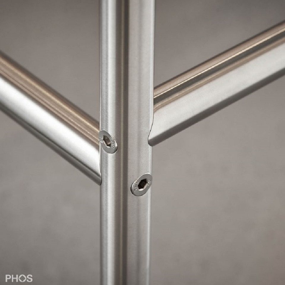 PHOS Design Tischgestell aus Edelstahl, ohne Tischplatte – "Karlsruher Tisch" Serie, : Stehtisch-Tischgestell 60 x 60 cm - 100% Made in Germany