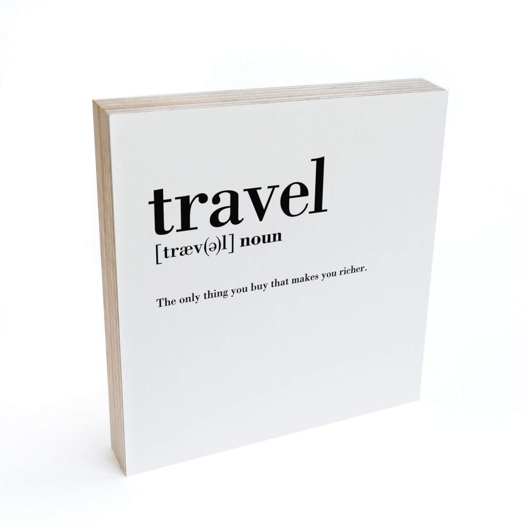 K&L Wall Art Holzbild Tischdeko Travel Holzbild Schild Wohnzimmer Deko Küche, für Fensterbank