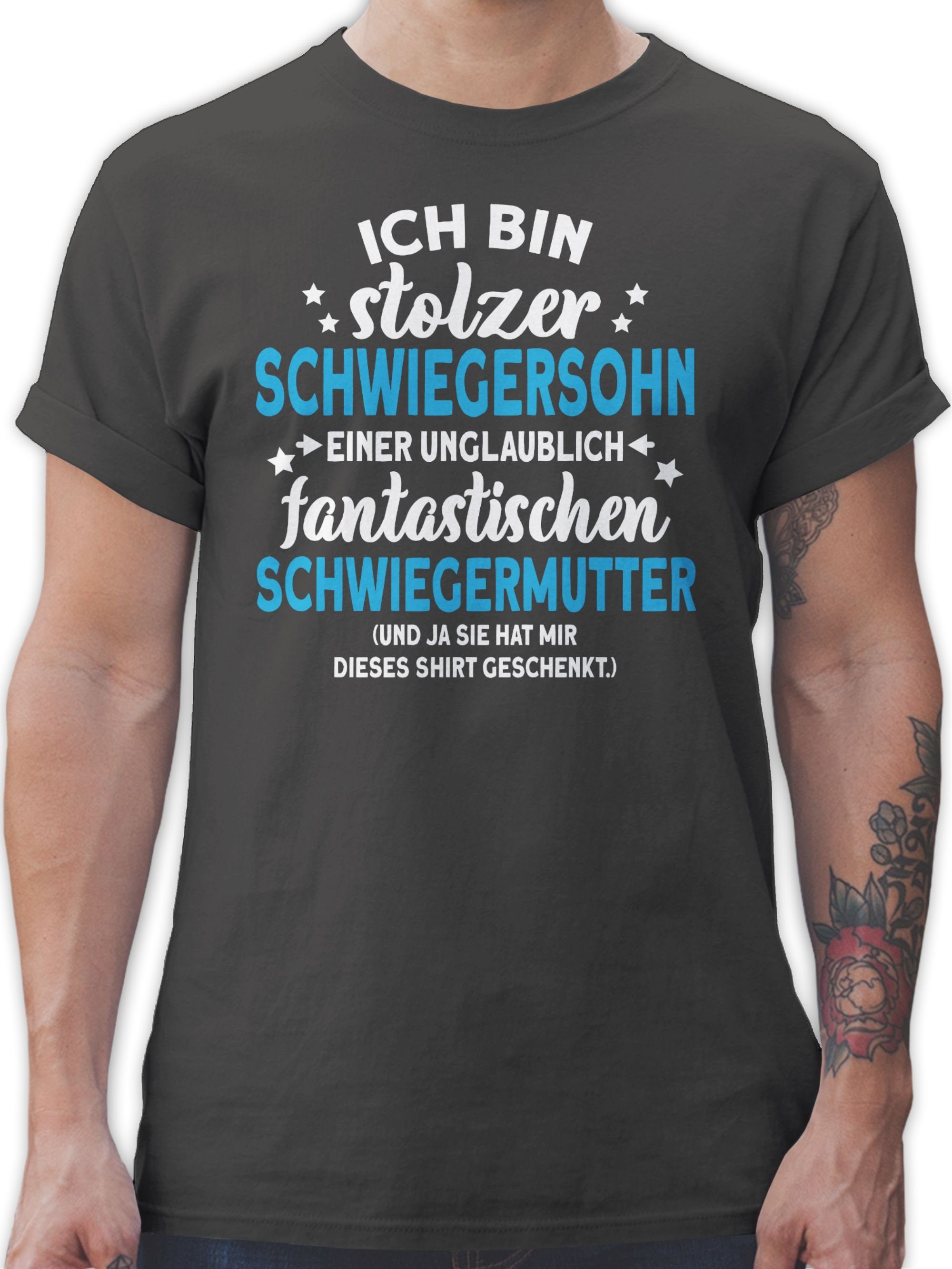 Shirtracer T-Shirt Stolzer Schwiegersohn - Schwiegermutter - Sie hat mir dieses Shirt ges Sprüche Statement 03 Dunkelgrau