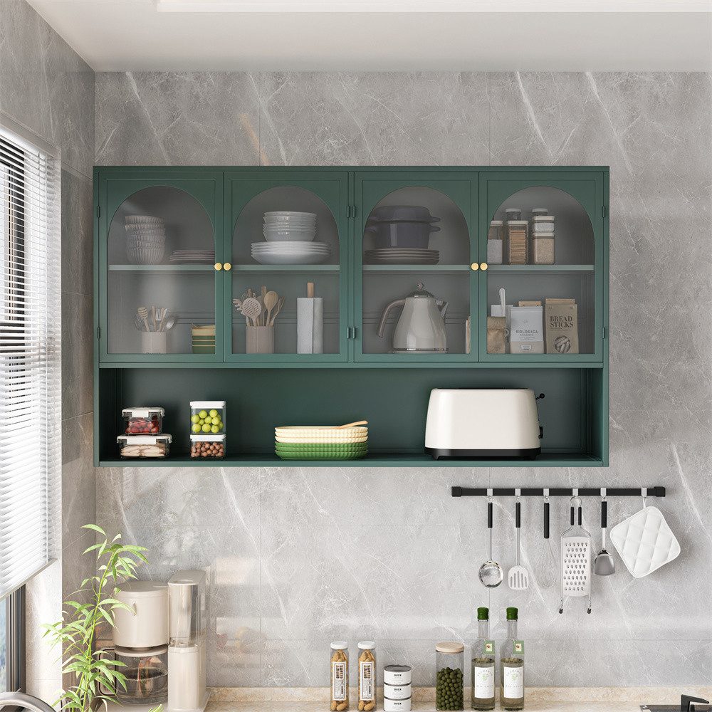 MODFU Wandhängeschrank Hängeschrank,Four-door,Glass Wall Cabinet Storage, 1 günstig online kaufen