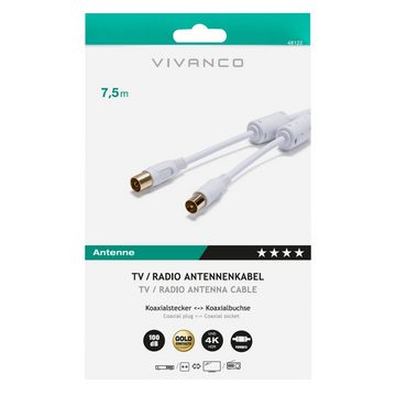 Vivanco Audio- & Video-Kabel, Antennenkabel, (750 cm), vergoldet, 100dB