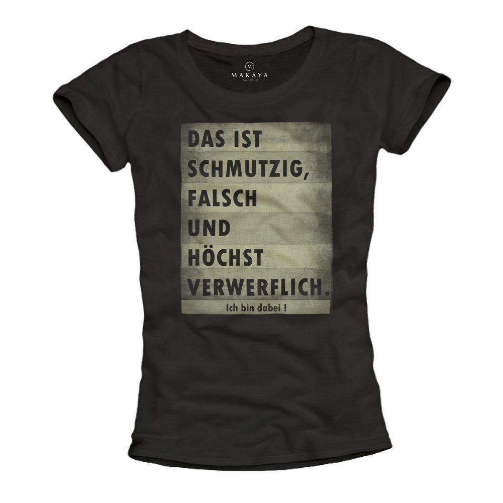 MAKAYA T-Shirt Ausgefallene Damen Oberteile Lustige Sprüche Coole Sommer Tops Frauen