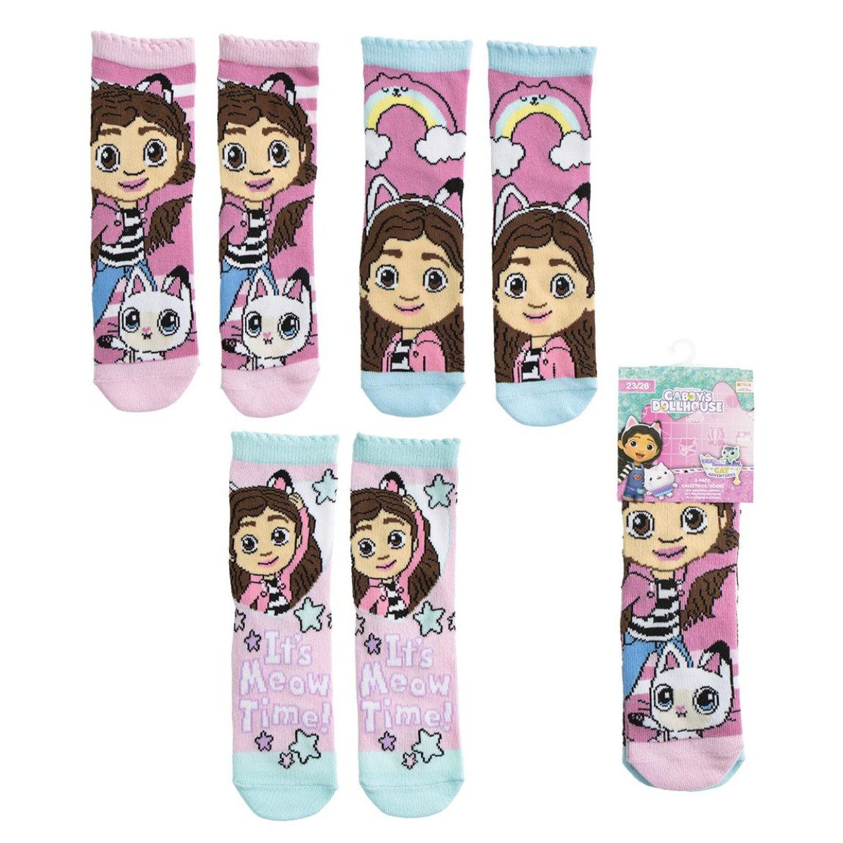 Cerda Socken Gabby’s Dollhouse Socken Kinder 3er Pack Baumwoll-Mix bequem