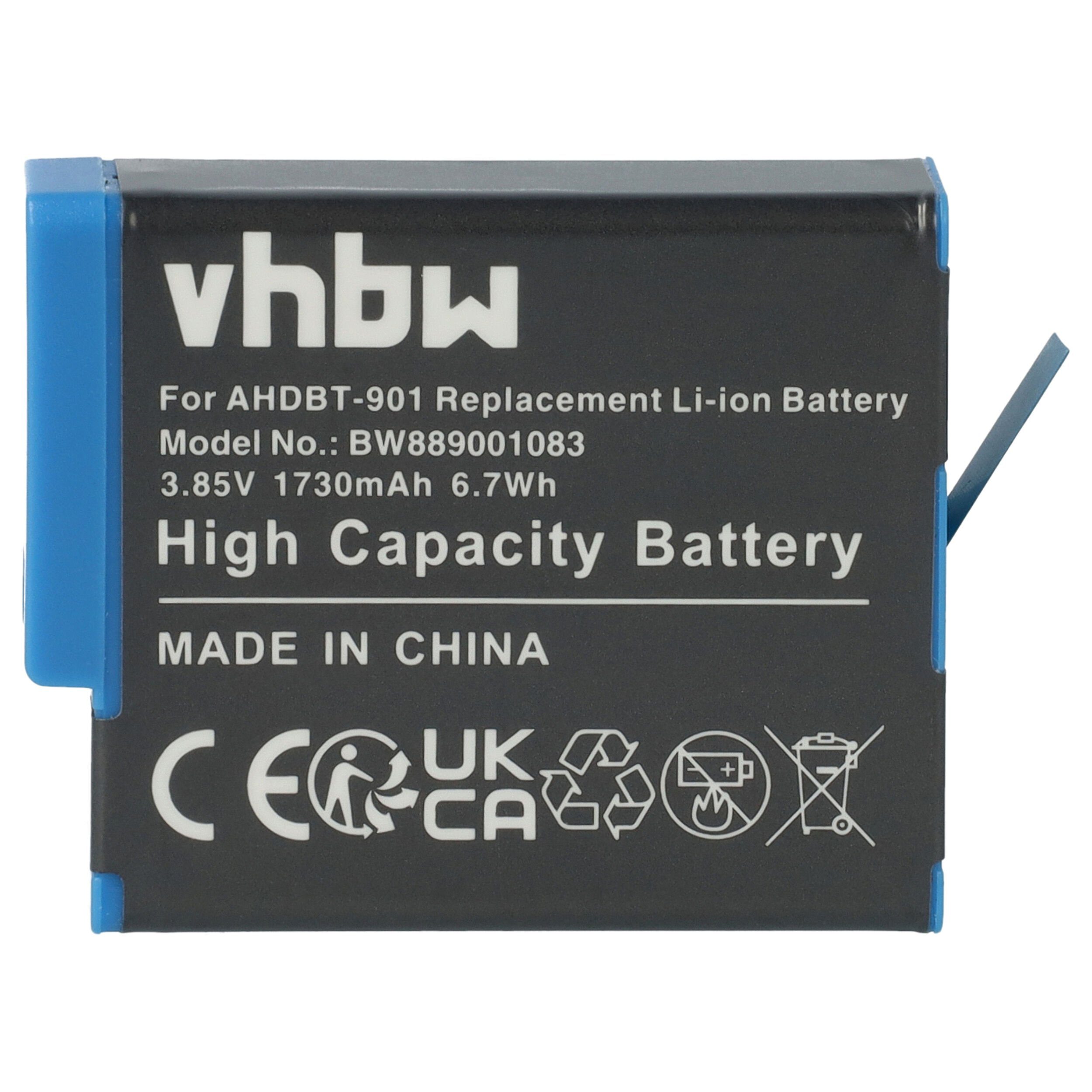 vhbw kompatibel mit GoPro Hero 9, 10, 11 Kamera-Akku Li-Ion 1730 mAh (3,85  V)