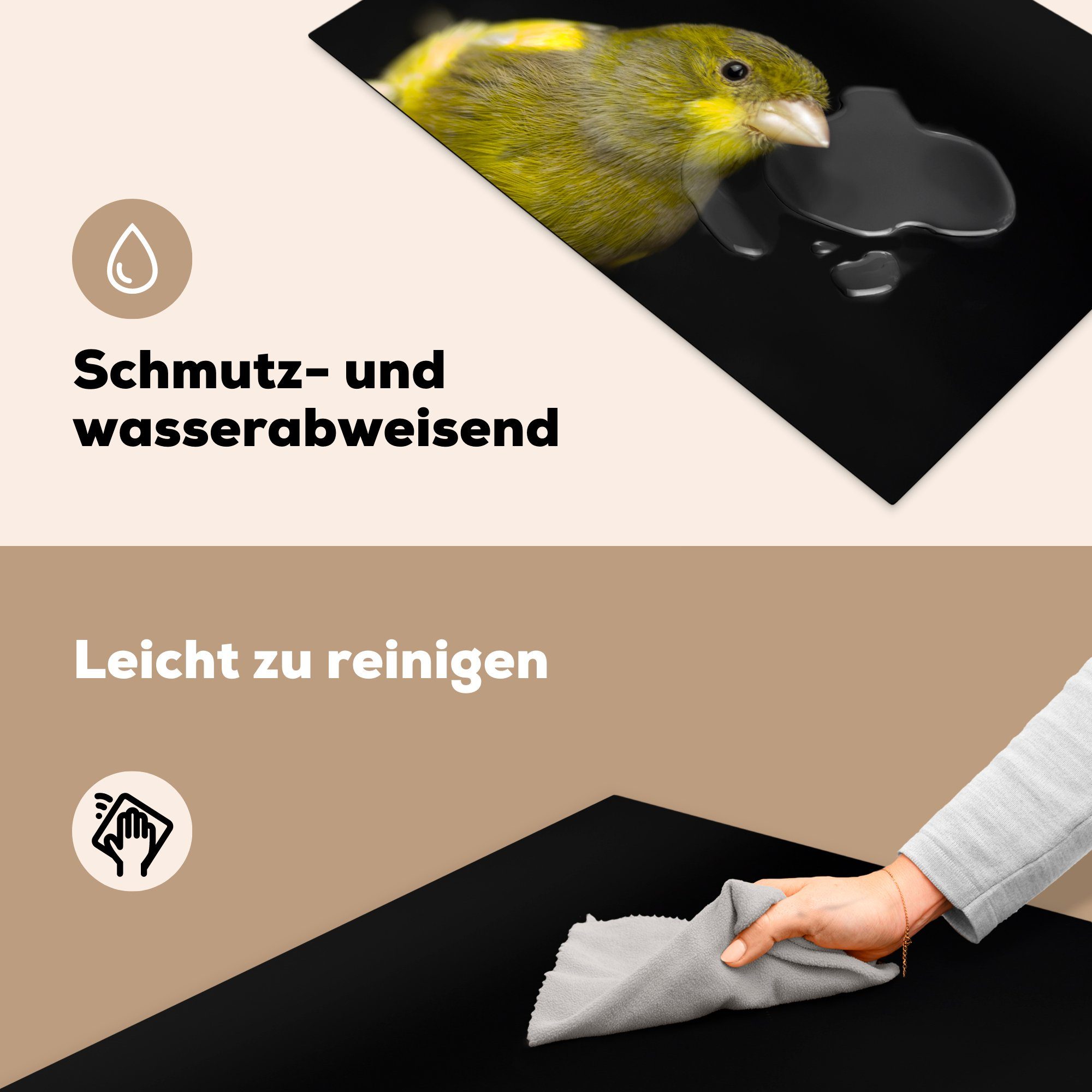 MuchoWow Herdblende-/Abdeckplatte die Hintergrund, für schwarzem Kanarienvogel Schutz (1 Ceranfeldabdeckung cm, tlg), Induktionskochfeld auf Vinyl, küche, 81x52
