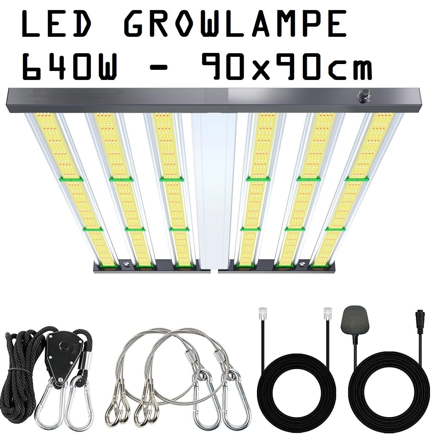 JUNG Vollspektrum LED Wachstumslampe PB640 Vollspektrum LED Grow Lampe 640 Watt Dimmbar für Growbox Set, 1 St., Anzucht, Indoor, Farbwechsler, Kaltweiß, Warmweiß, Anzuchtlampe, Grow LED, für Pflanzen, Wachstumslicht, Cannabis Lampe