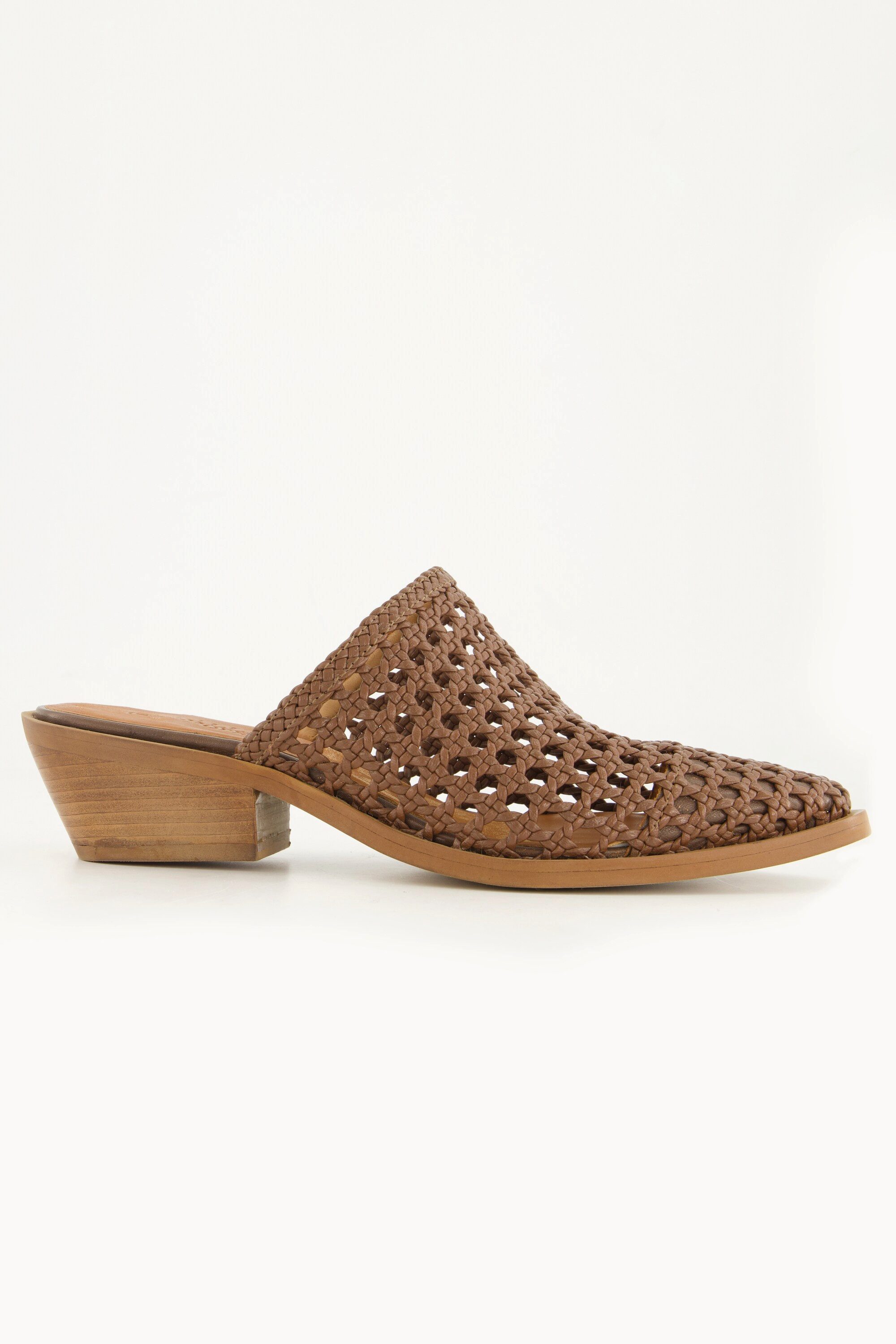 Ulla Popken Leder-Mules Flechtoptik Nappaleder Weite H Pumps
