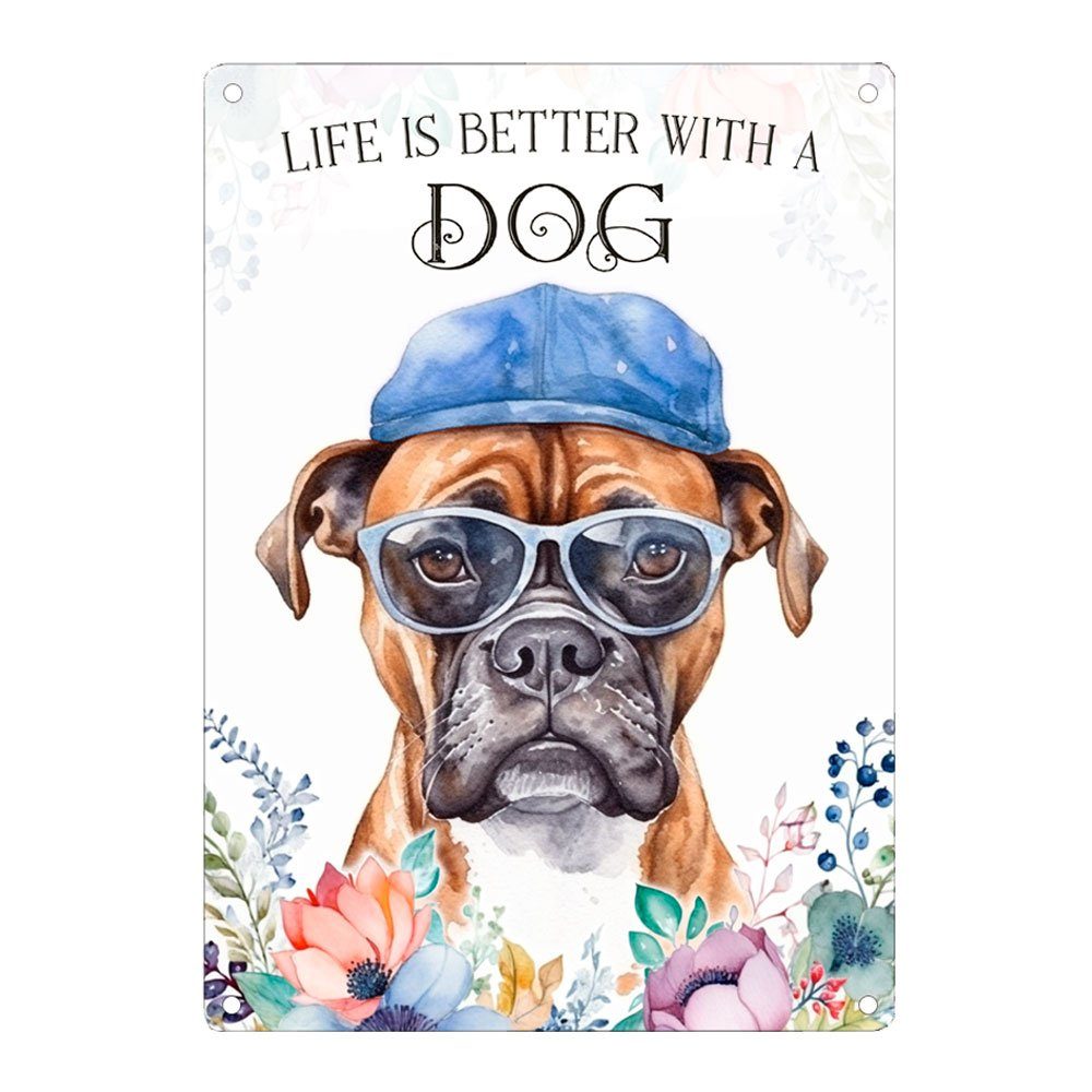 Metallschild Hundeschild BOXER - Dekoschild mit Hunderasse, Geschenk