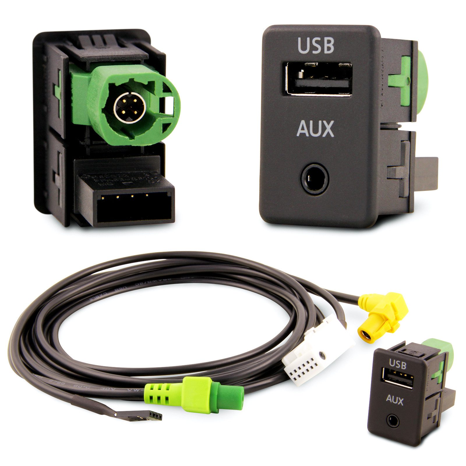 USB AUX Einbau Stecker Kabel Auto Radio passend für RCD 300 310 RNS KFZ-Adapter