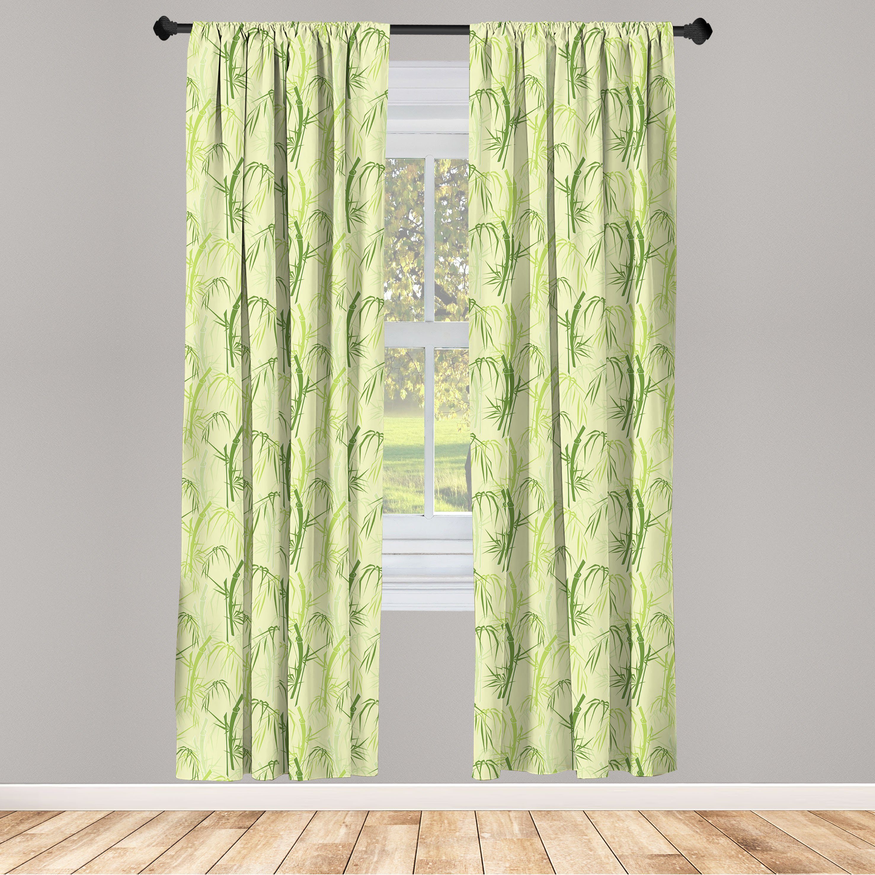 Gardine Vorhang für Wohnzimmer Schlafzimmer Dekor, Abakuhaus, Microfaser, Tropisch Exotische Bambus-Baum-Blätter