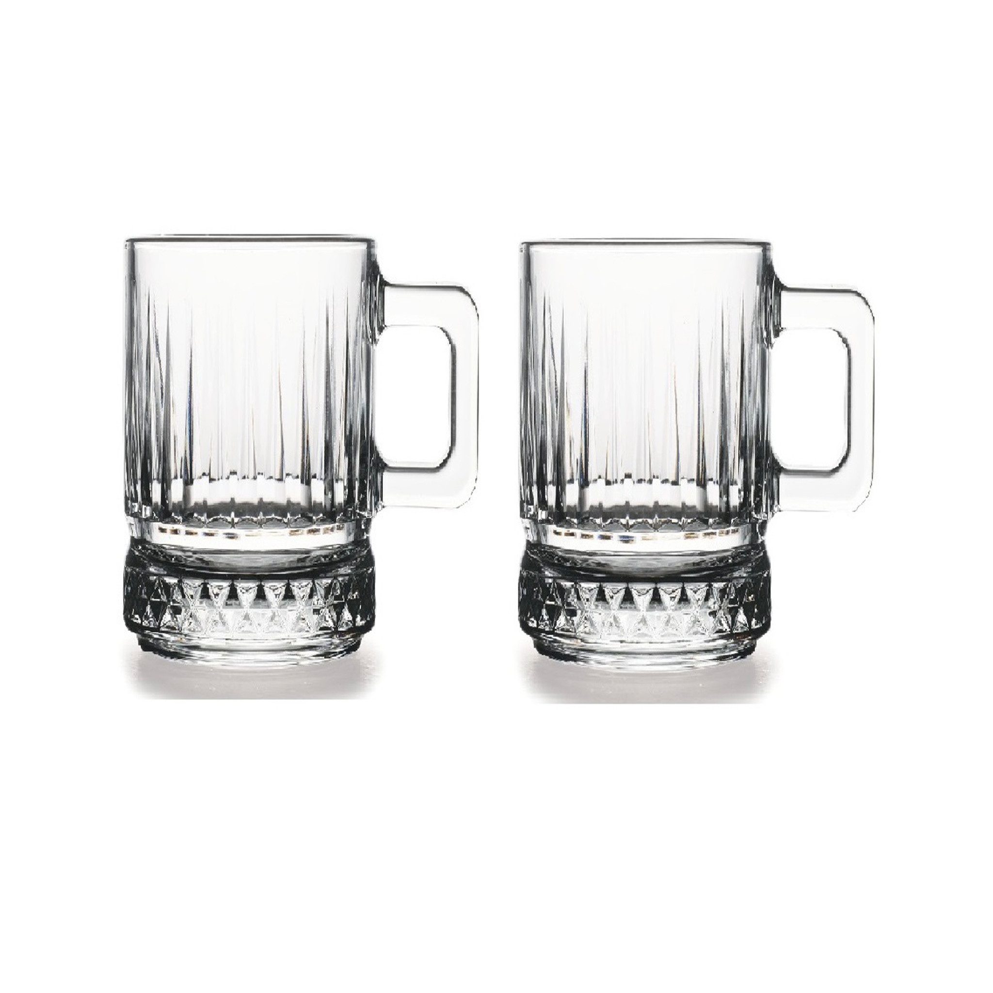 Pasabahce Gläser-Set Elysia Glasbecher mit Henkel, 2-tlg., Glas, 2er Set – 310 ml, temperiert & stapelbar, für Heiß- & Kaltgetränke