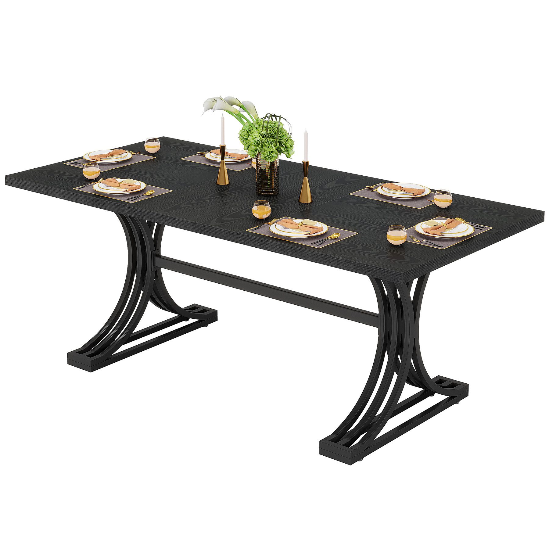 Tribesigns Esstisch 160x80 cm mit Marmoroptik Platte & Gold Metallgestell