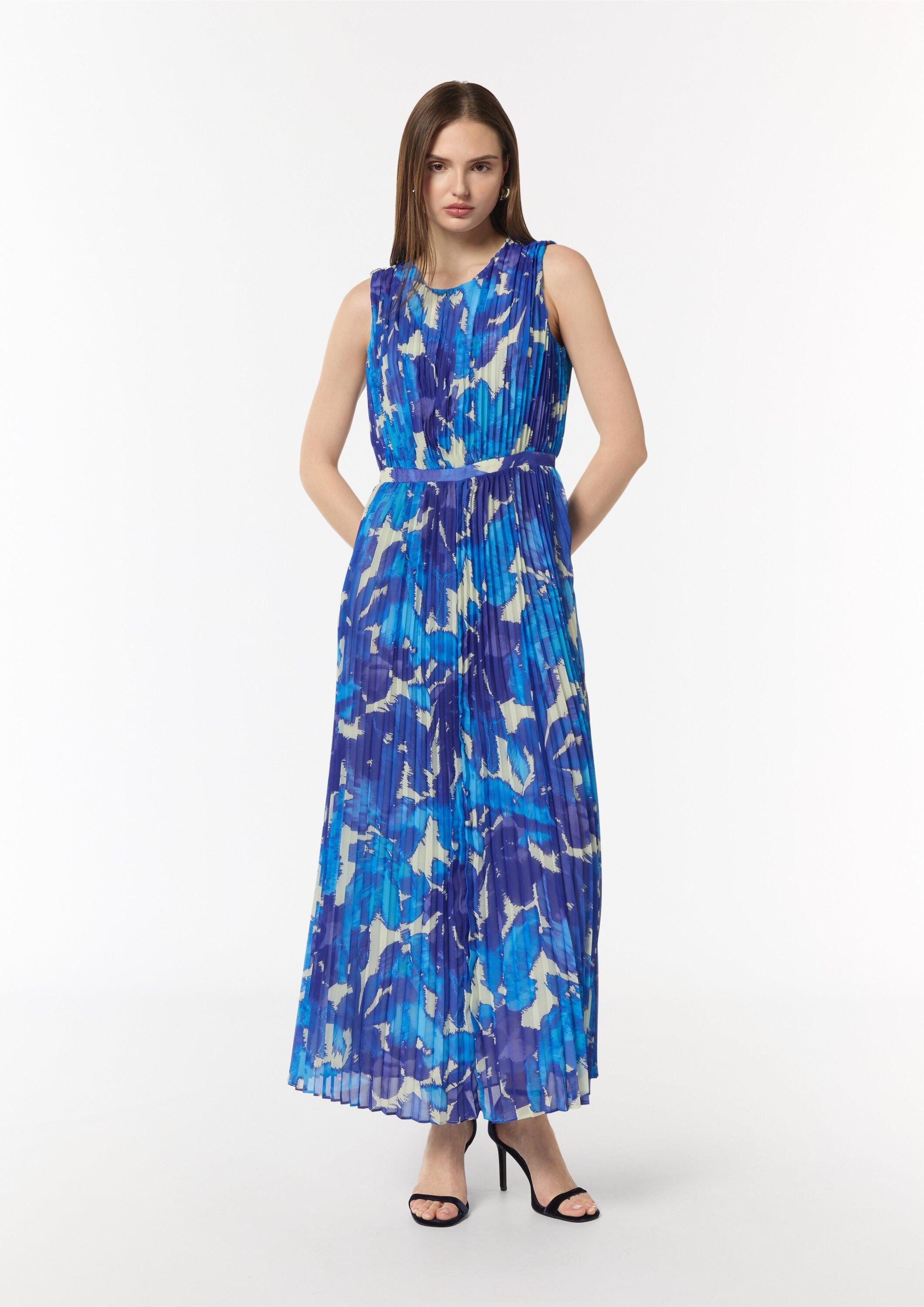 comma Maxikleid Kleid Plissiertes Chiffon-Kleid