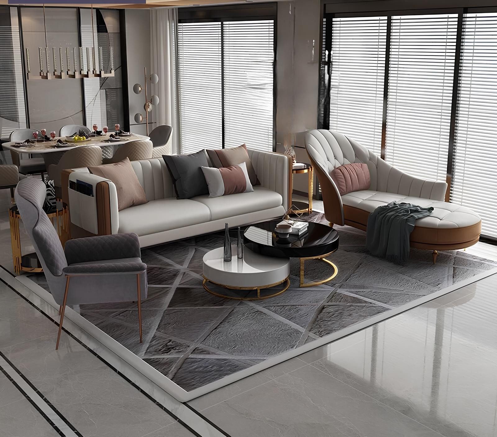 JVmoebel Chaiselongue Elegante Chaiselongue mit Edelstahl-Elementen - Neuheit, Made in Europa