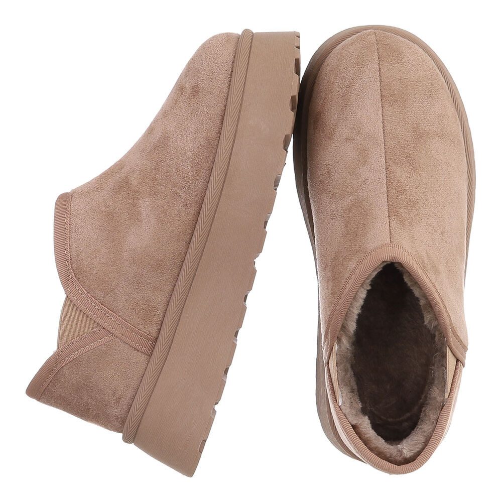 Ital-Design Damen Slip-on Plateau Schuh mit Profilsohle Snowboots (92214510) Flach Stiefeletten in Hellbraun