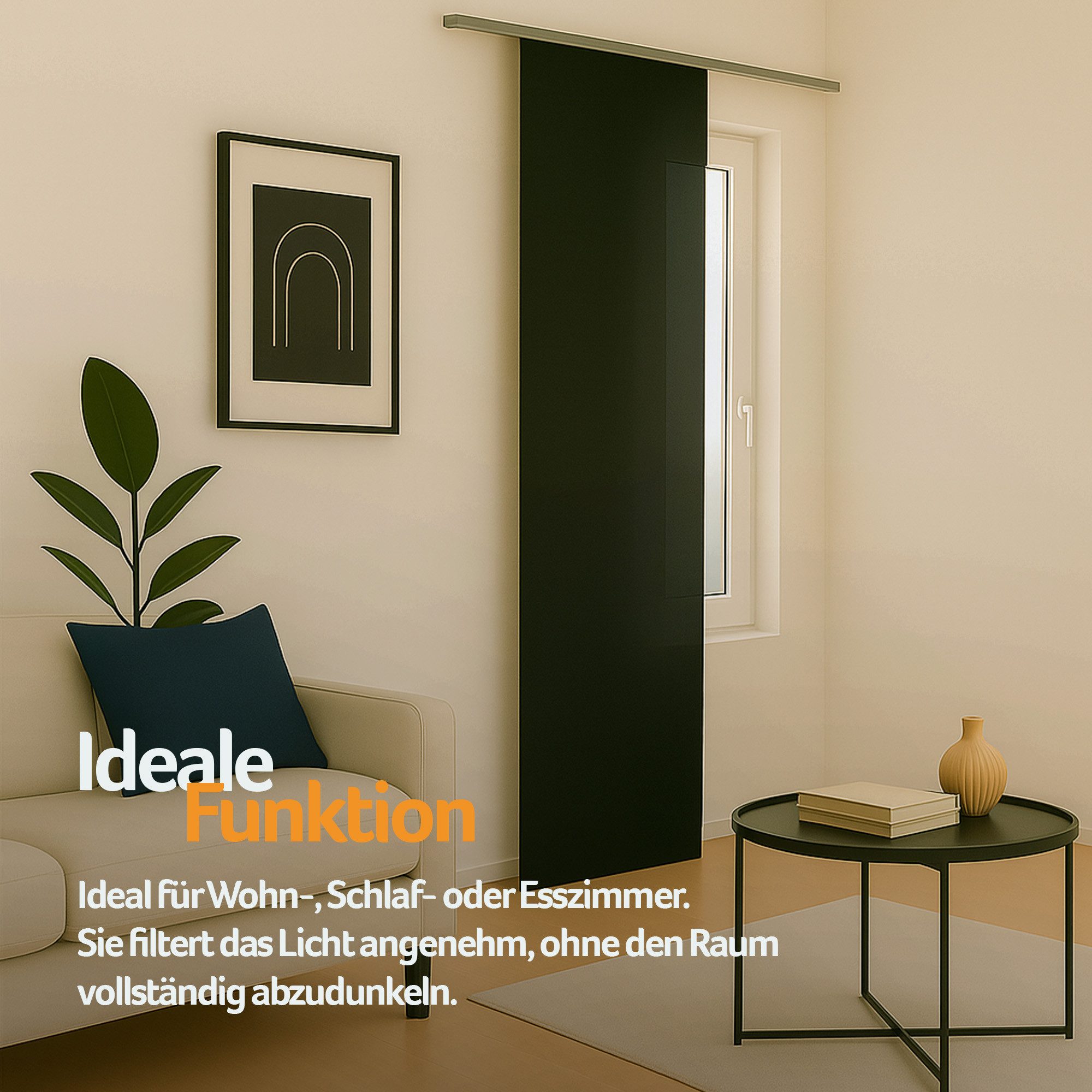 Bestlivings Schiebegardine "Ellen" inkl. Paneelwagen & Schleuderstab (3 St), Paneelwagen, blickdicht, Polyester, 60x245 cm, einfarbig, waschbar bei 30°C, bügelleicht, trocknergeeignet