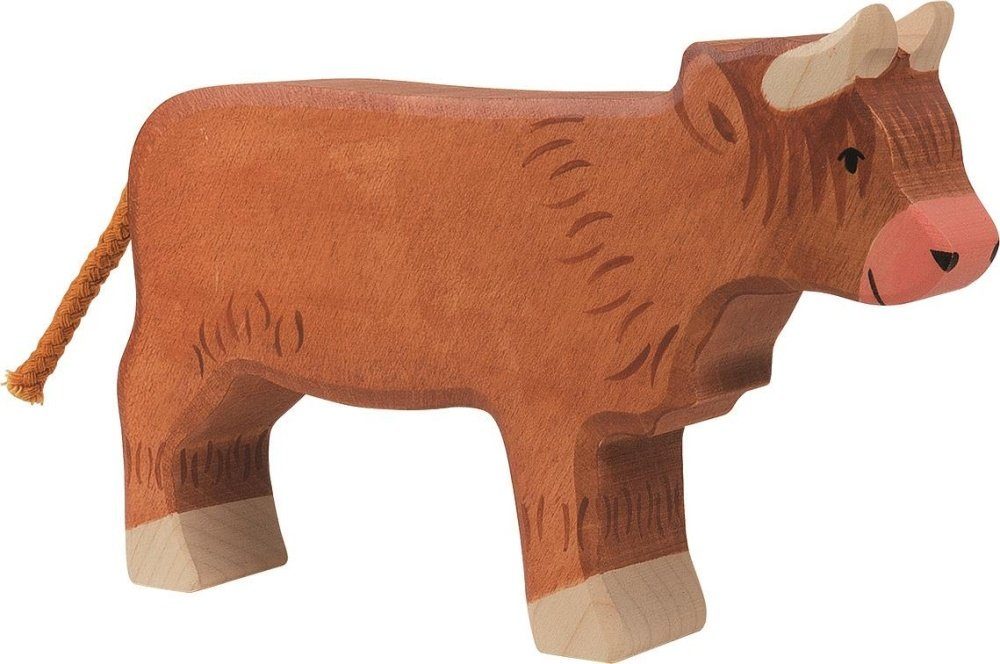 Holztiger Tierfigur HOLZTIGER Schottisches Hochlandrind aus Holz - stehend