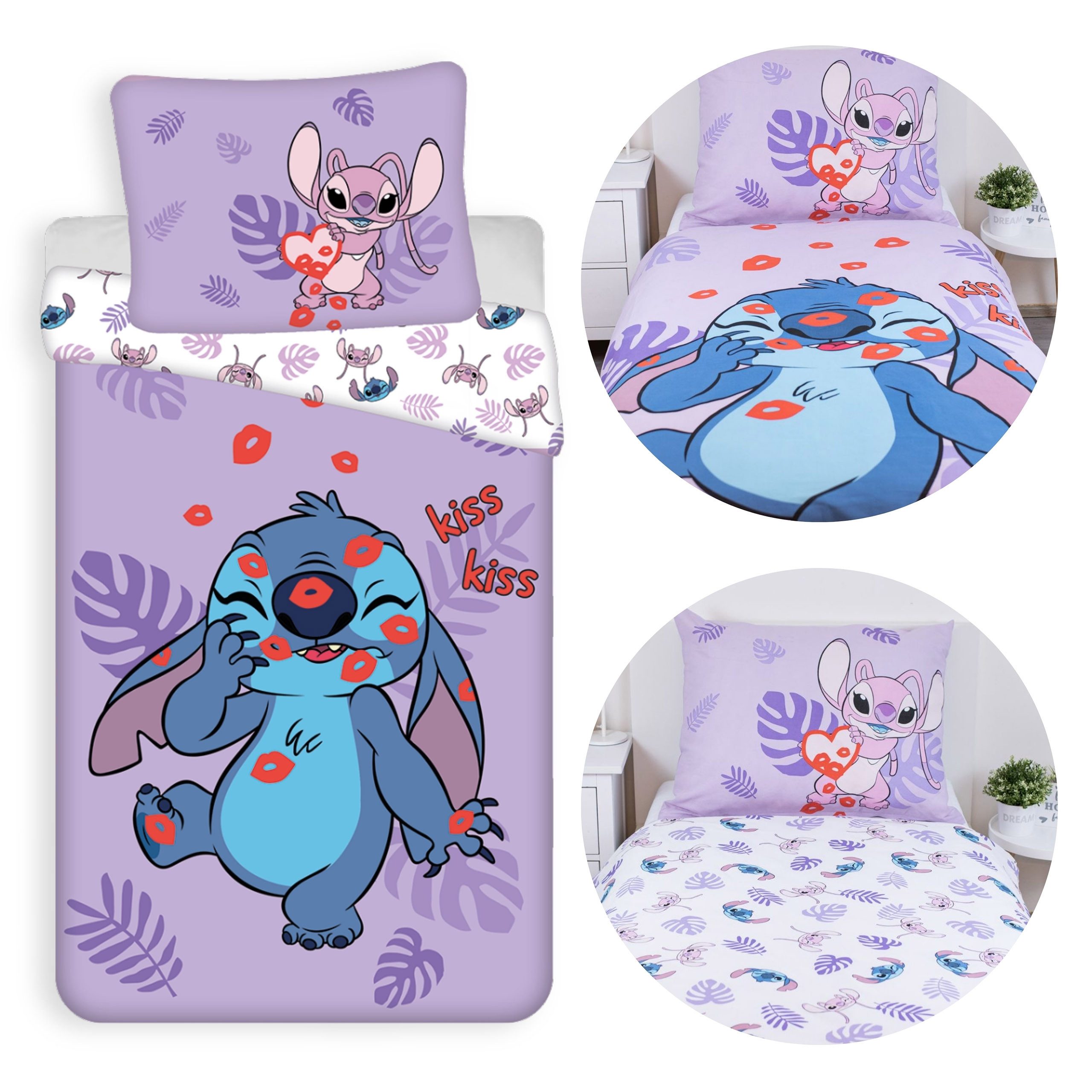Kinderbettwäsche DISNEY Stitch Bettwäsche 140x200+70x90, Baumwolle, Reißverschluss