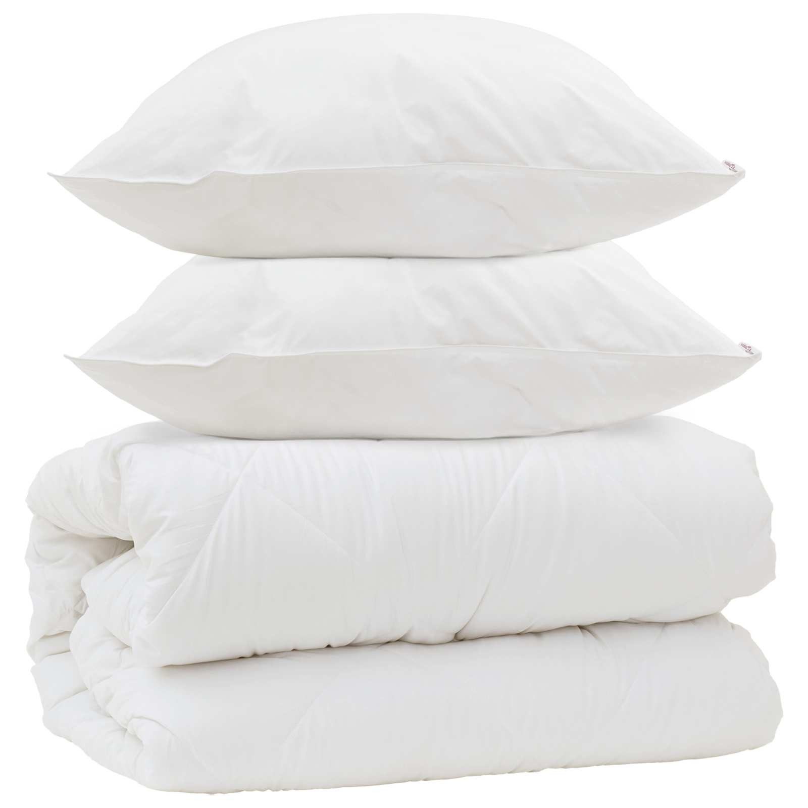 Bettwäsche Decke mit Kissen mit Kissen 3 pcs Weiß Mikrofaser