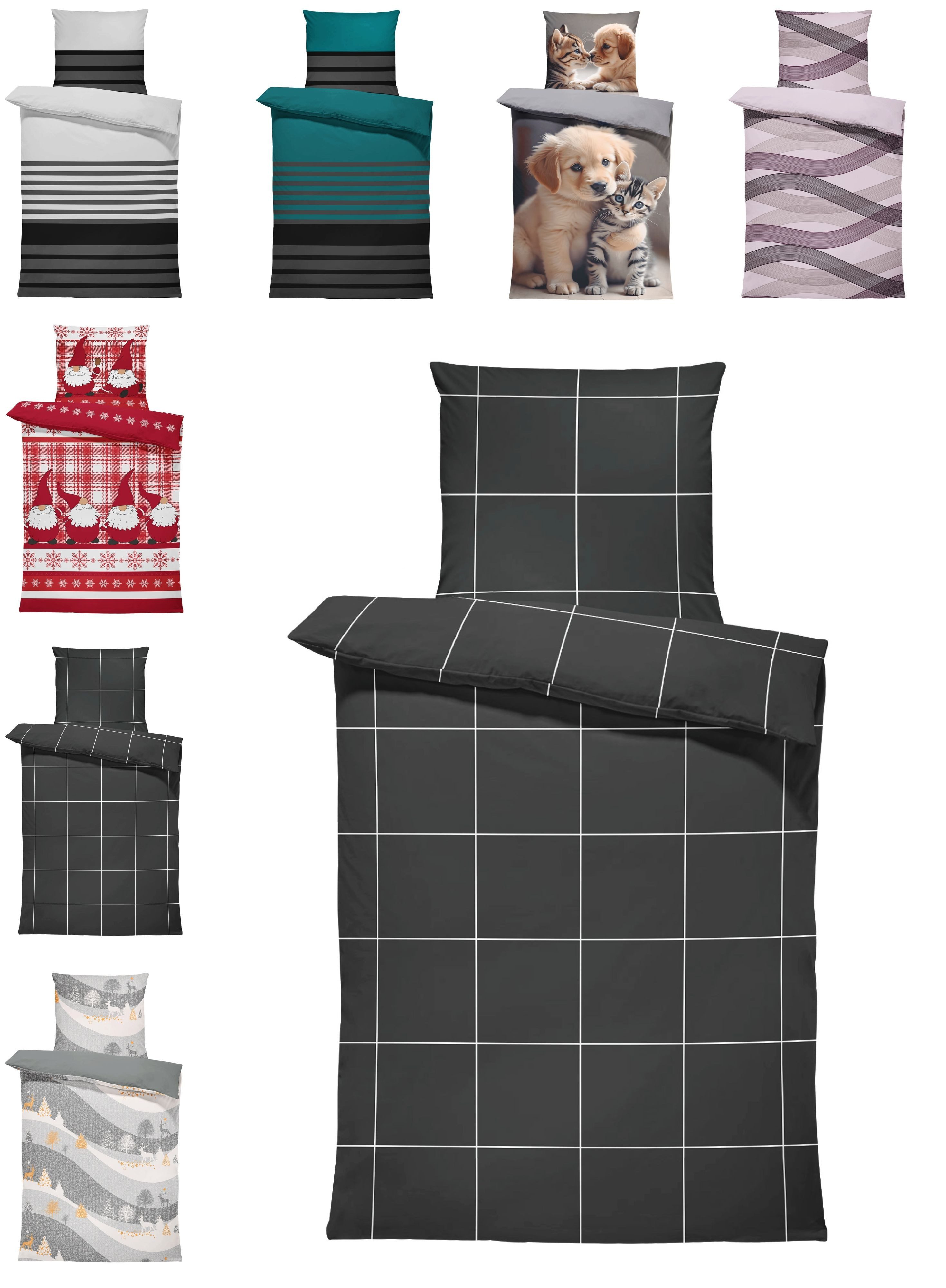 One Home Bettwäsche Winter, Flanell, 4 teilig, modern kariert, kuschelig fl günstig online kaufen