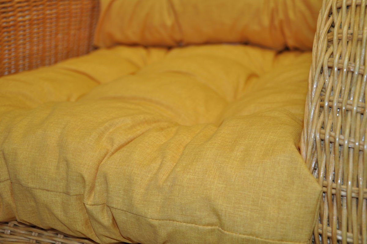 Rattani Sesselauflage Polster Kissen für Color Rattansessel, Ohrensessel gelb Rattan