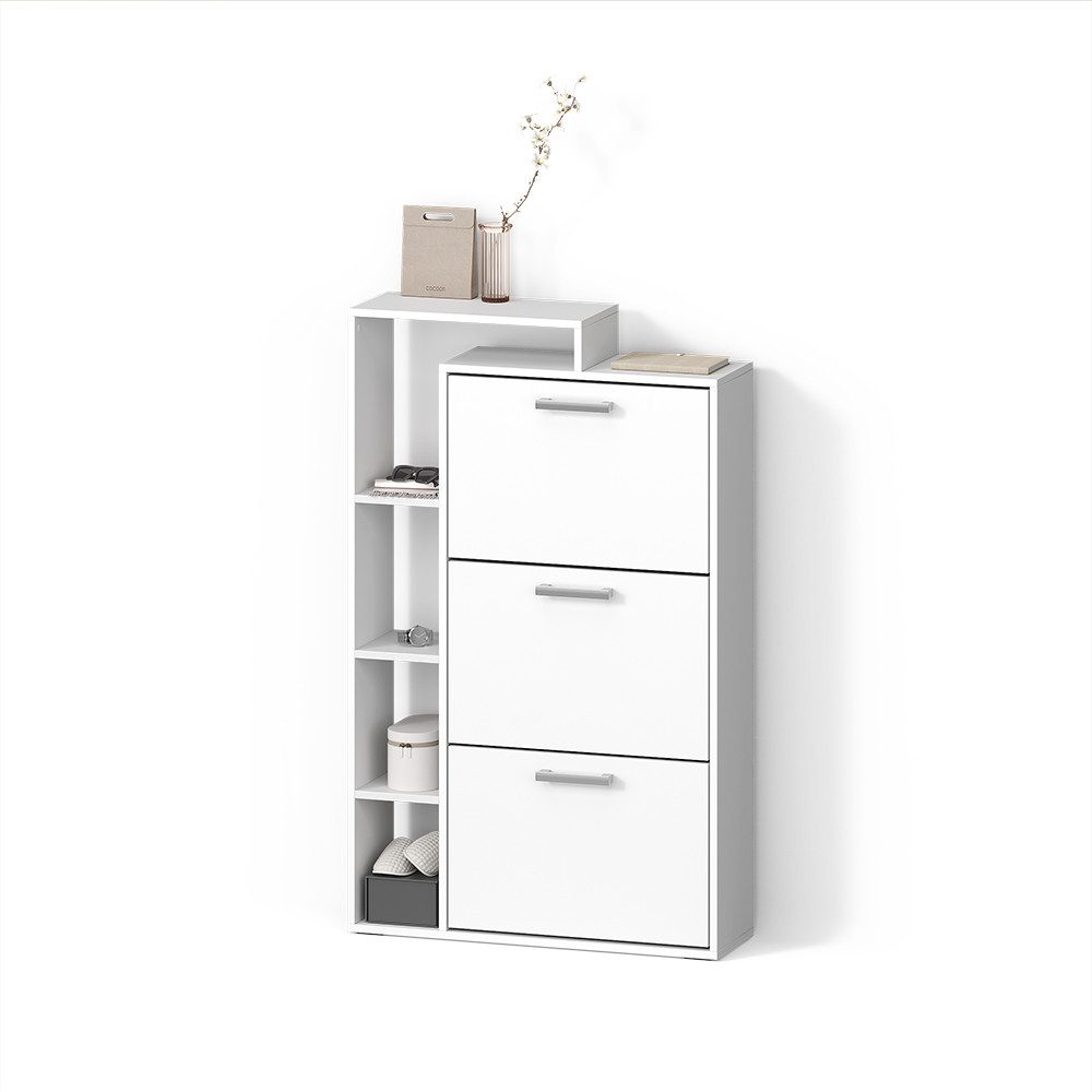 Livinity® Schuhkipper Ortello, Weiß, 80 x 128.3 cm mit 3 Fächern (1 St)