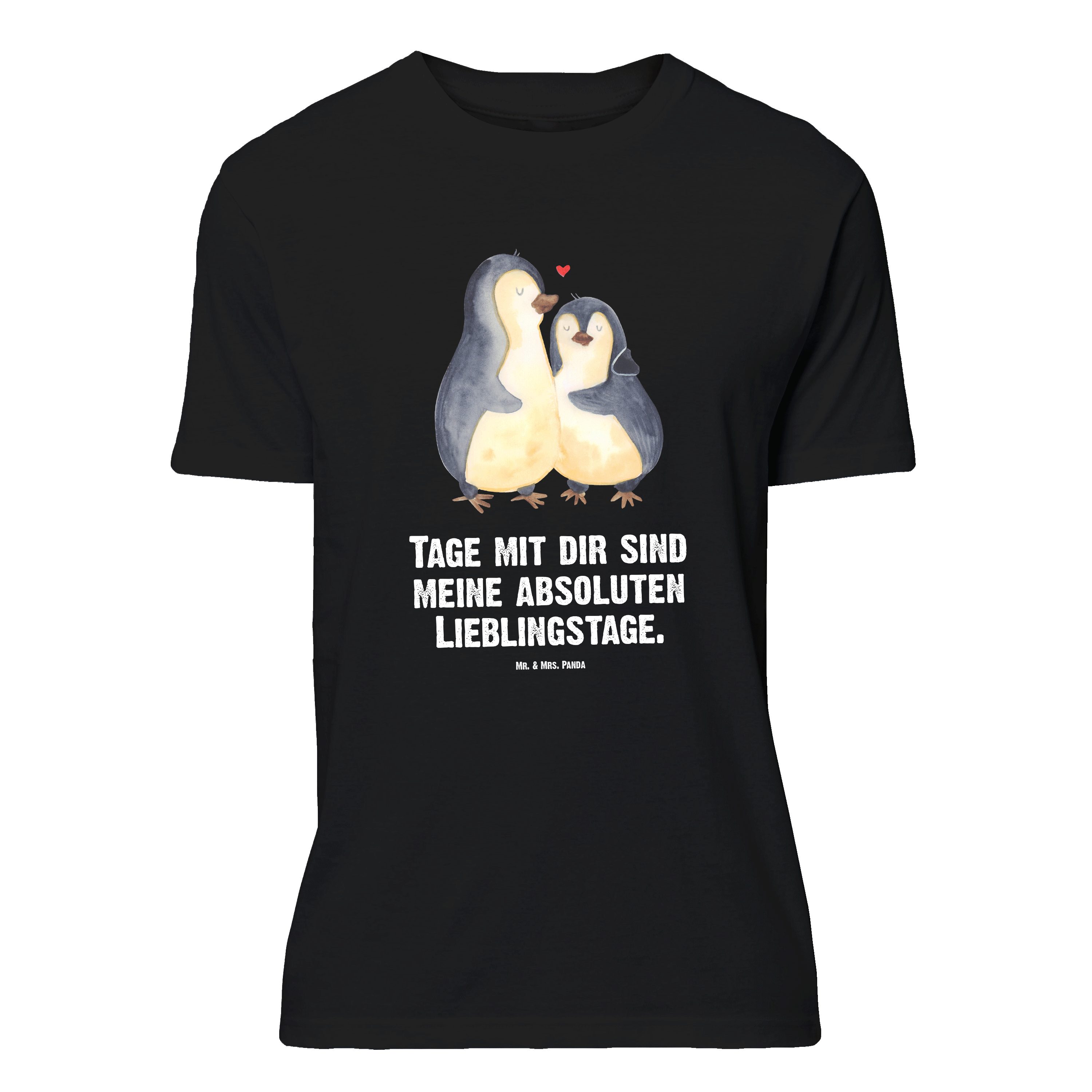 Mr. & Mrs. Panda T-Shirt Pinguin umarmen, Größe M T-Shirt, Schwarz, Hochzeit, Liebe, Hochzeits (Packung) Hochzeitstag Paar Verlobung