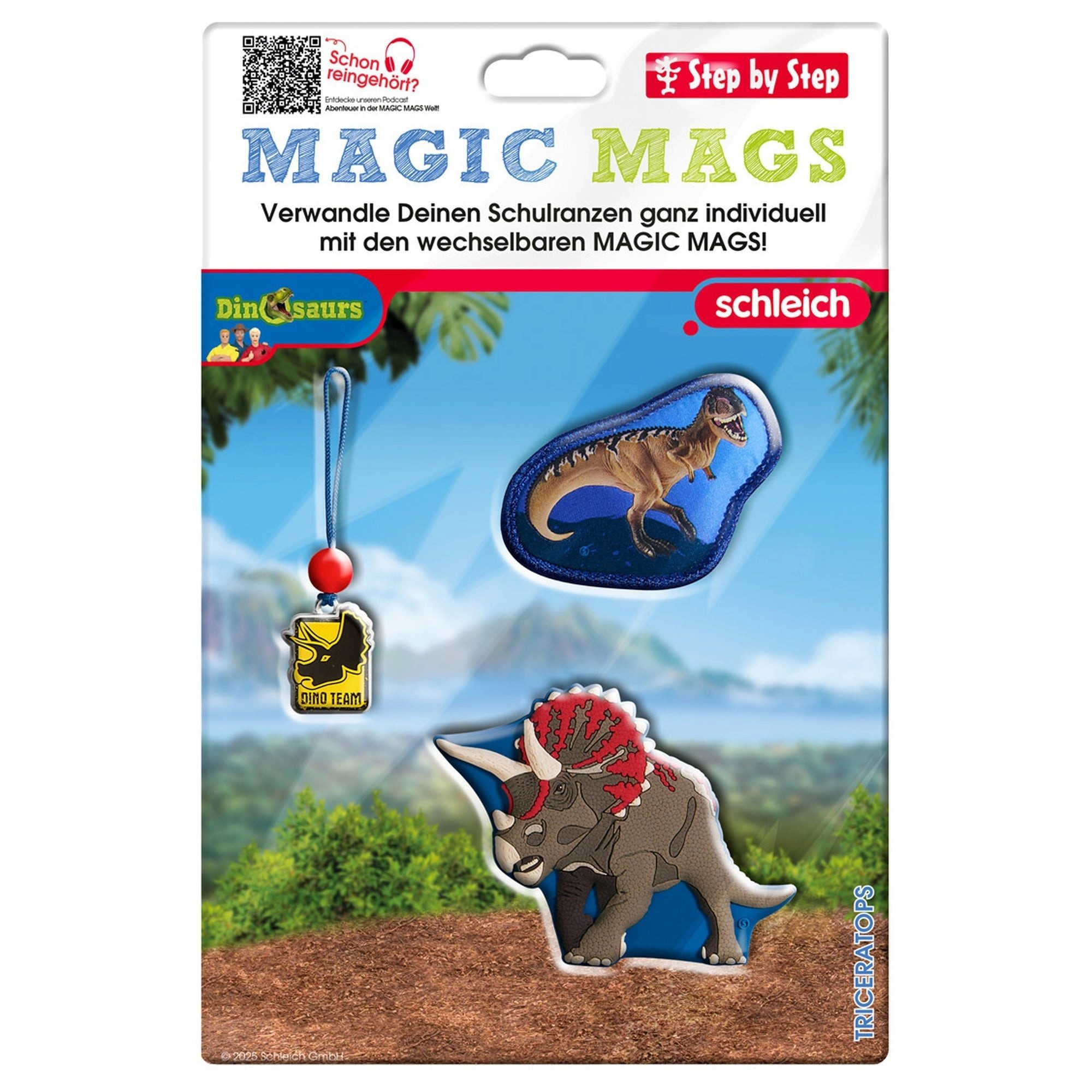 Step by Step Schulranzen Zubehör-Set "Magic Mags" Schleich (Dinosaurs Triceratops)