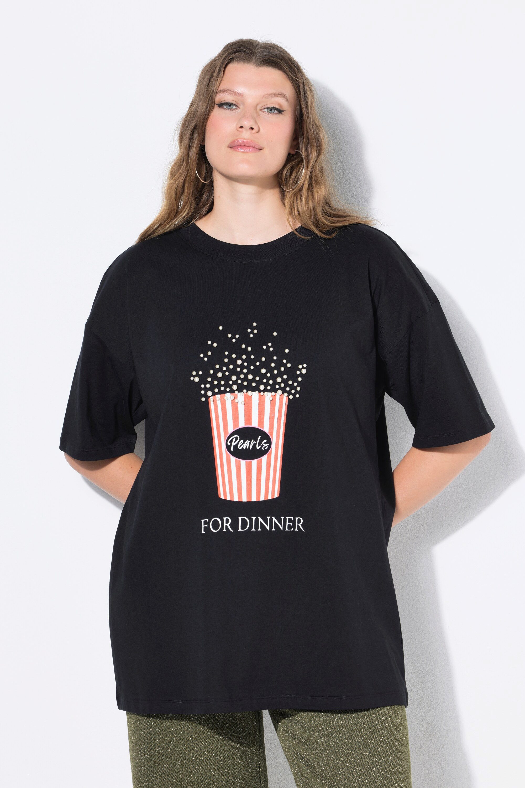 Studio Untold T-Shirt T-Shirt oversized Popcorn-Print mit Zierperlen günstig online kaufen
