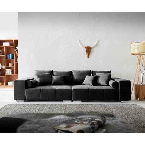 DELIFE Big-Sofa Marbeya, Schwarz 285x115 cm mit 10 Kissen Big Sofa