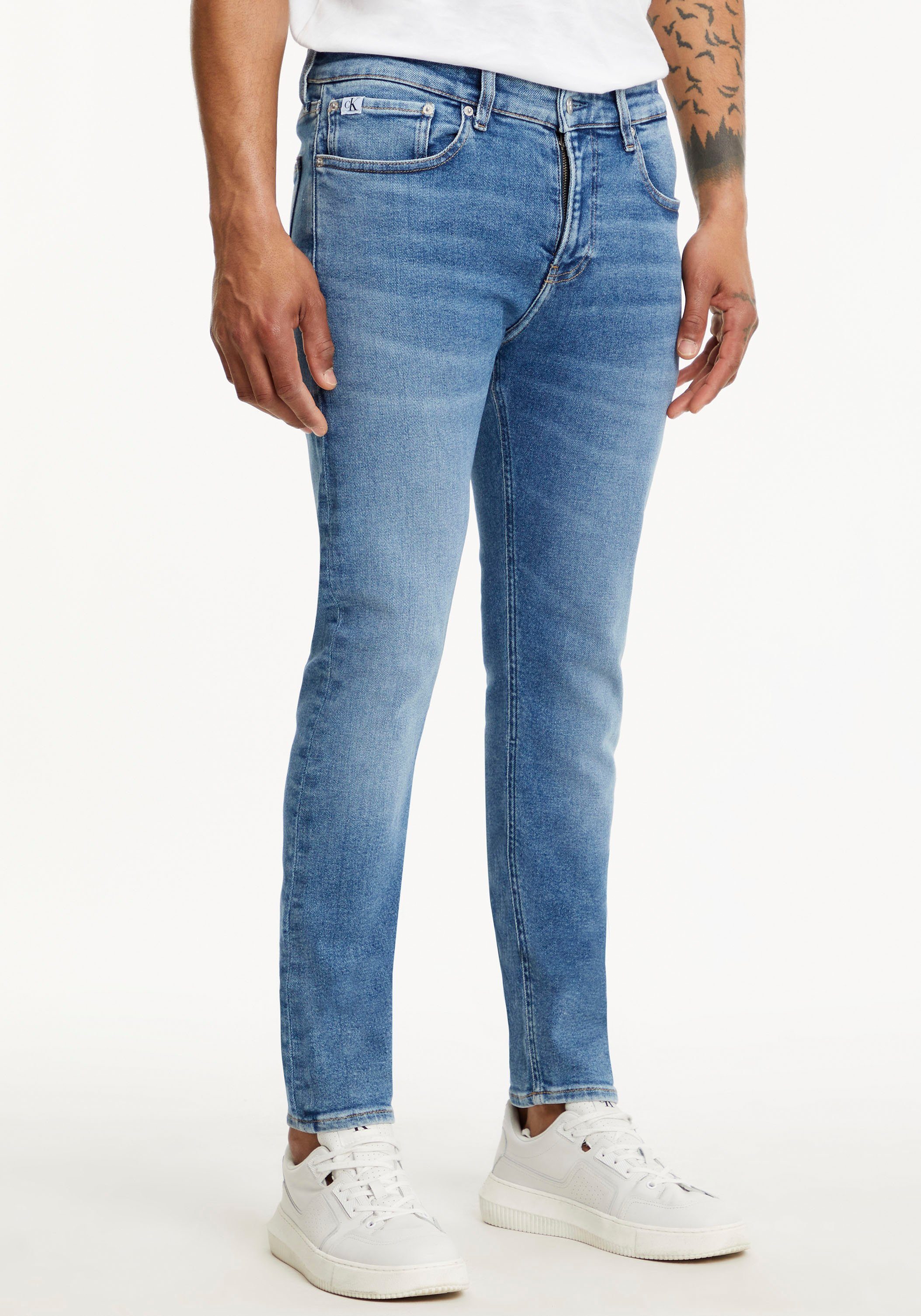 Calvin Klein Jeans Skinny-fit-Jeans SKINNY mit Calvin Klein Leder-Badge