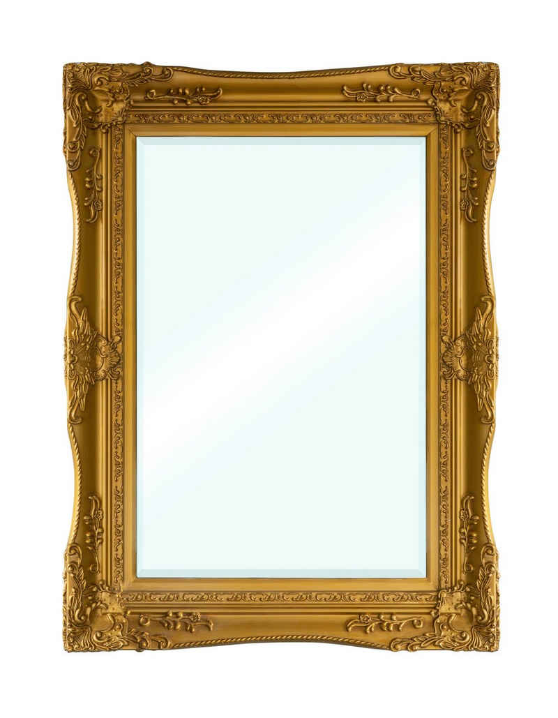 LC Home Barockspiegel »Wandspiegel »Barock« gold ca. 90x120 cm m. Doppelrahmen inkl. Facettenschliff Antik- Stil«, gerahmter Barockspiegel mit Facettenschliff